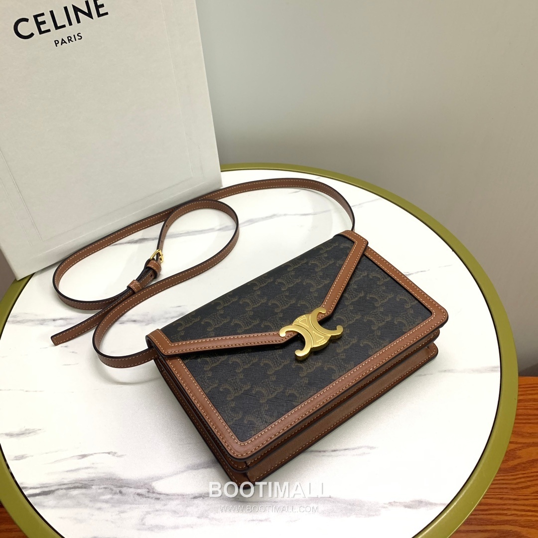 Celine Enveloppe Triomphe Canvas Leather Flap Shoulder Bag CL113322 셀린느 엔벨로프 트리옴프 캔버스 레더 플랩 숄더백 22cm 3