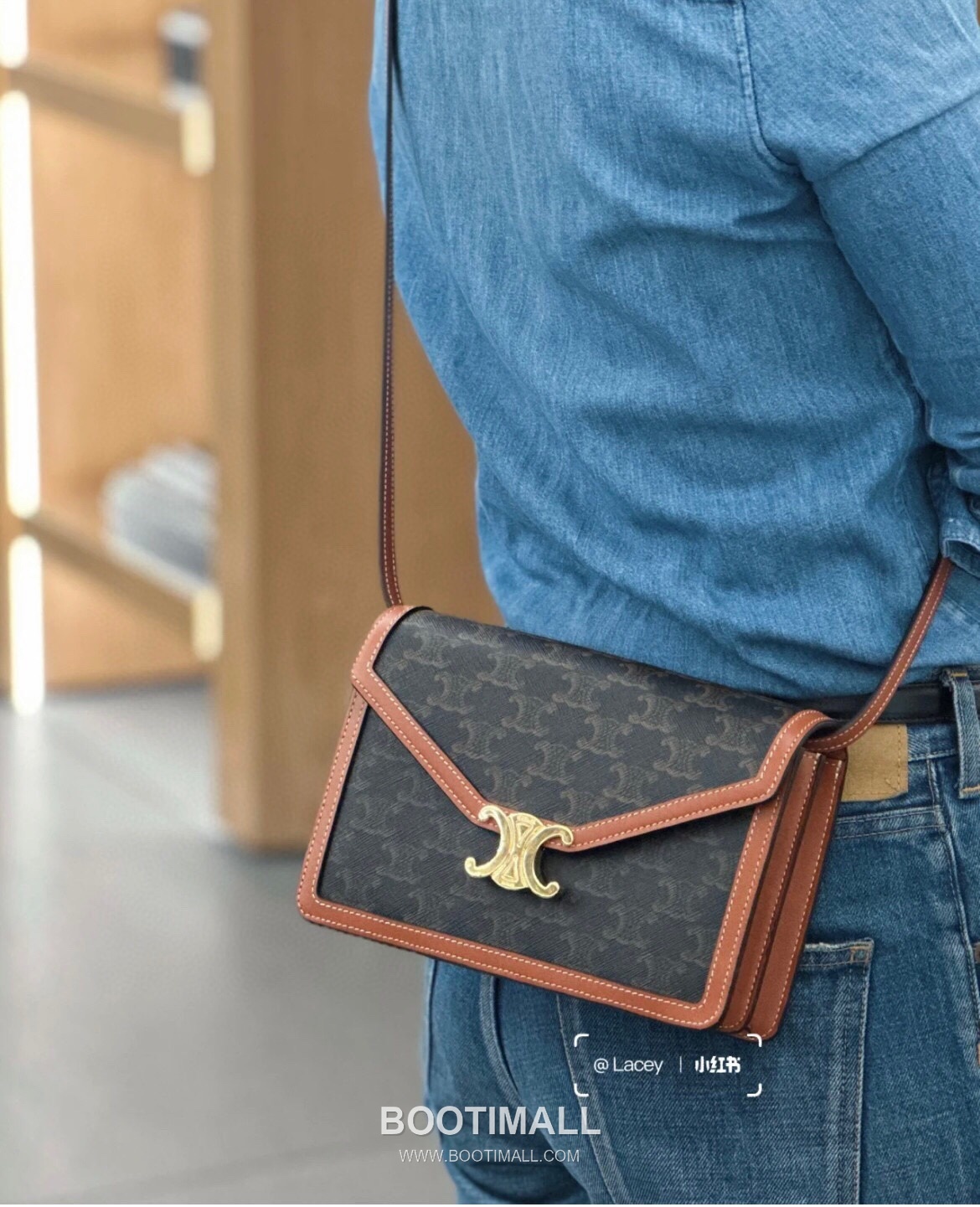 Celine Enveloppe Triomphe Canvas Leather Flap Shoulder Bag CL113322 셀린느 엔벨로프 트리옴프 캔버스 레더 플랩 숄더백 22cm 12