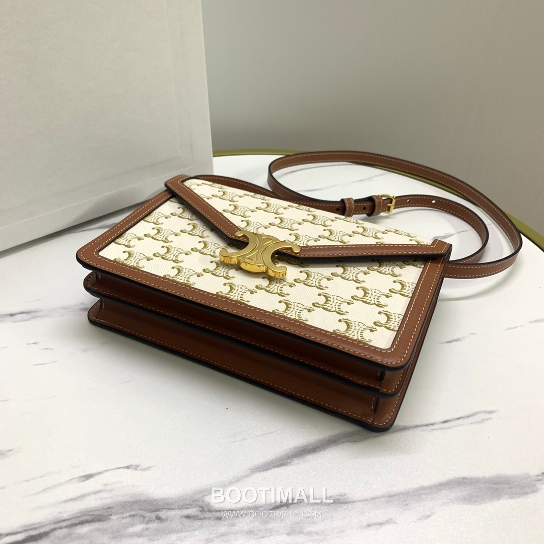 Celine Enveloppe Triomphe Canvas Leather Flap Shoulder Bag CL113322 셀린느 엔벨로프 트리옴프 캔버스 레더 플랩 숄더백 22cm 4