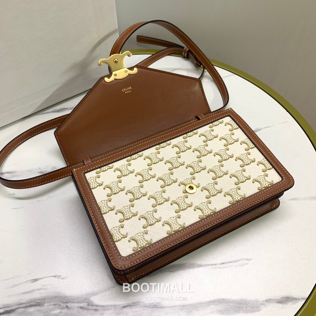 Celine Enveloppe Triomphe Canvas Leather Flap Shoulder Bag CL113322 셀린느 엔벨로프 트리옴프 캔버스 레더 플랩 숄더백 22cm 5