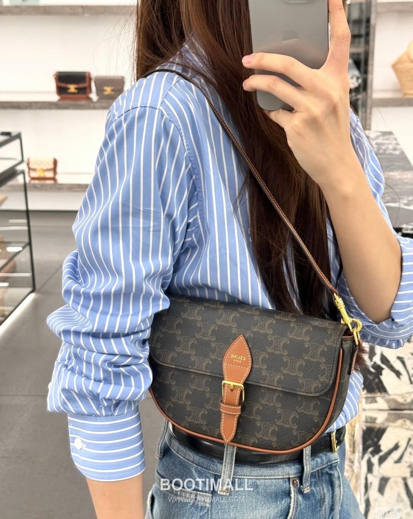 Celine Folco Triomphe Canvas Leather Shoulder Bag 122652 셀린느 폴코 트리옴프 캔버스 레더 숄더 크로스백 20cm 5