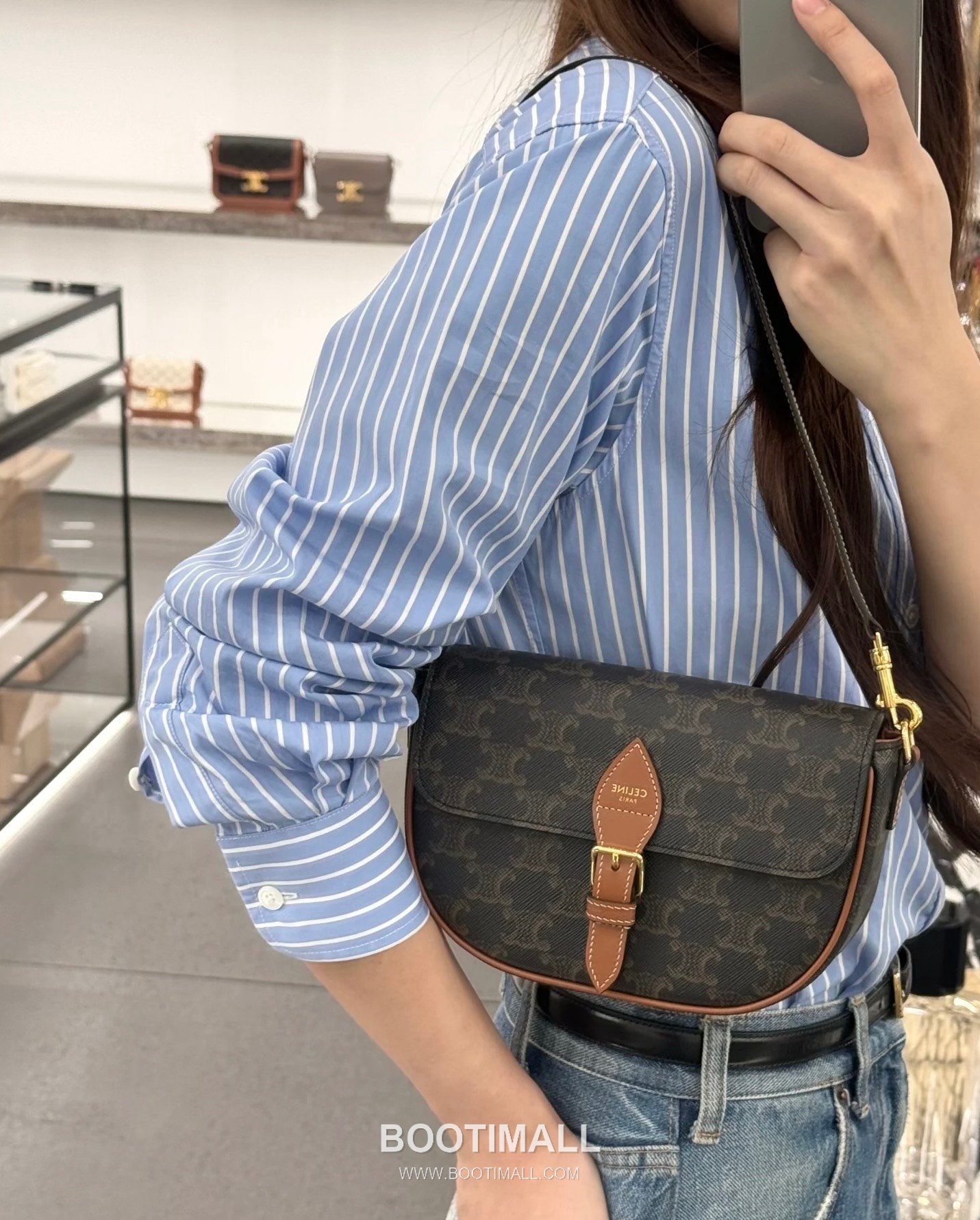 Celine Folco Triomphe Canvas Leather Shoulder Bag 122652 셀린느 폴코 트리옴프 캔버스 레더 숄더 크로스백 20cm 7