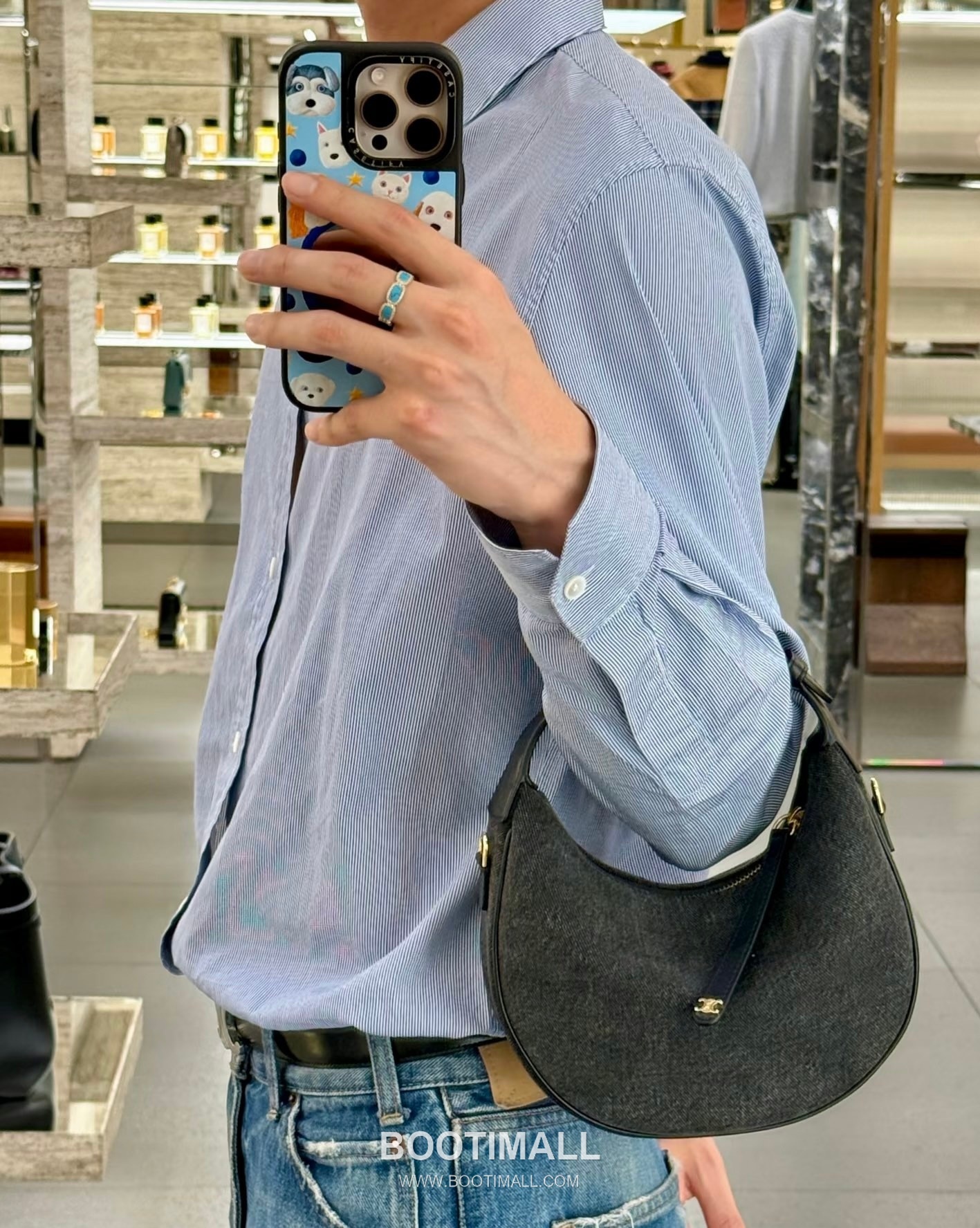 Celine Teen Lulu Denim Calfskin Leather Top Handle Shoulder Bag 120723 셀린느 틴 룰루 데님 카프스킨 탑핸들 숄더 크로스백 24cm 5