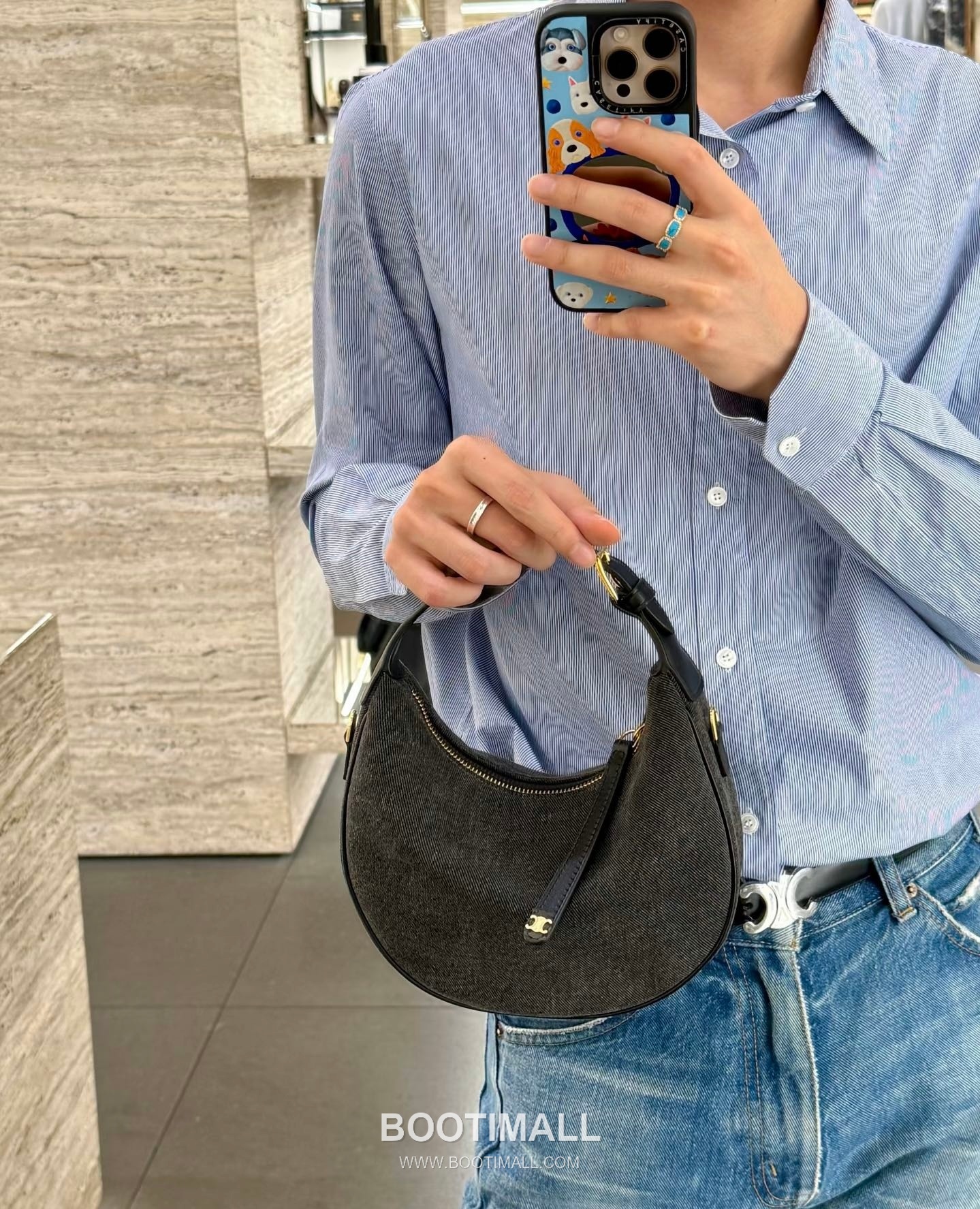 Celine Teen Lulu Denim Calfskin Leather Top Handle Shoulder Bag 120723 셀린느 틴 룰루 데님 카프스킨 탑핸들 숄더 크로스백 24cm 6