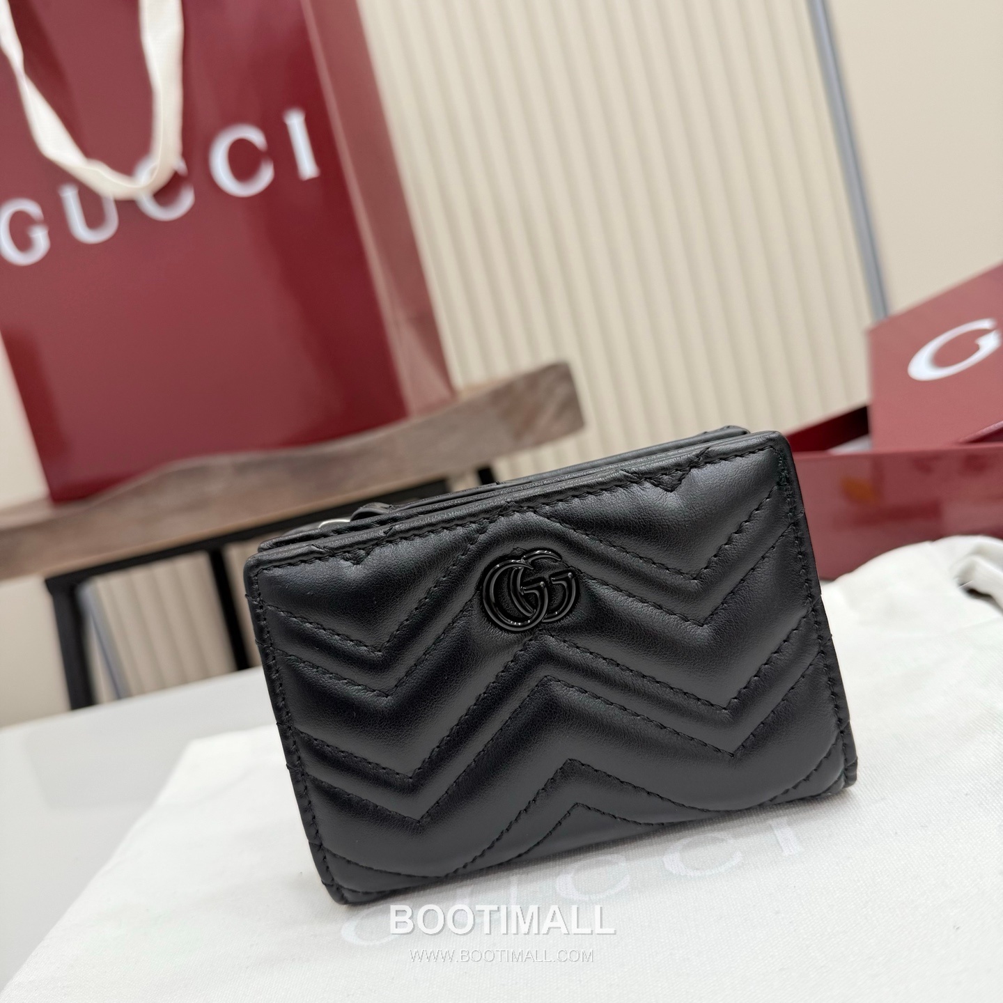 Gucci GG Marmont Quilted Leather Card Holder Wallet 773427 구찌 GG 마몬트 퀼팅 레더 카드지갑 블랙 하드웨어 11cm 1