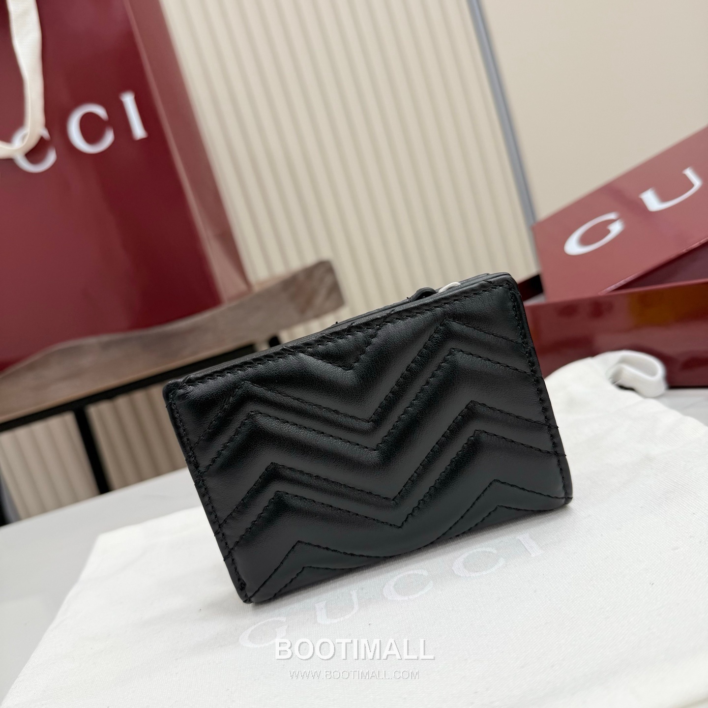 Gucci GG Marmont Quilted Leather Card Holder Wallet 773427 구찌 GG 마몬트 퀼팅 레더 카드지갑 블랙 하드웨어 11cm 3