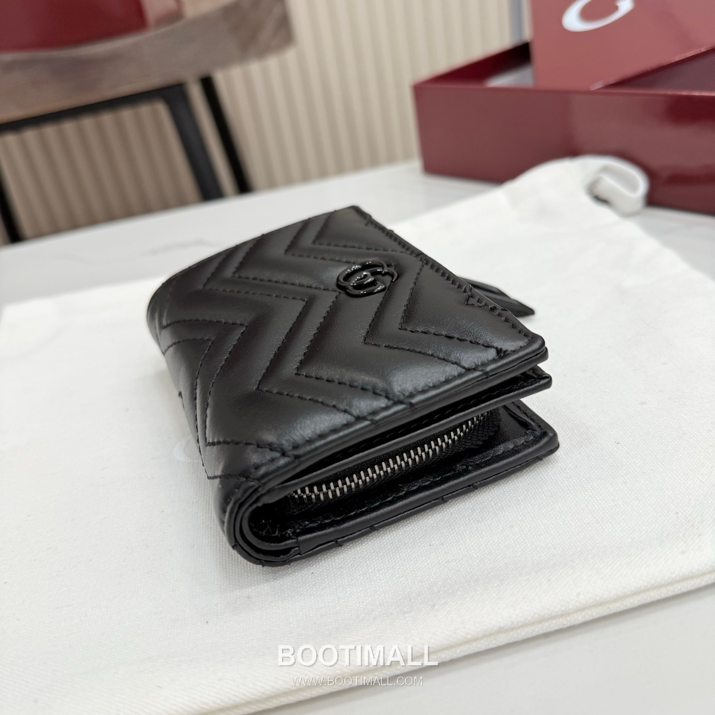 Gucci GG Marmont Quilted Leather Card Holder Wallet 773427 구찌 GG 마몬트 퀼팅 레더 카드지갑 블랙 하드웨어 11cm 5