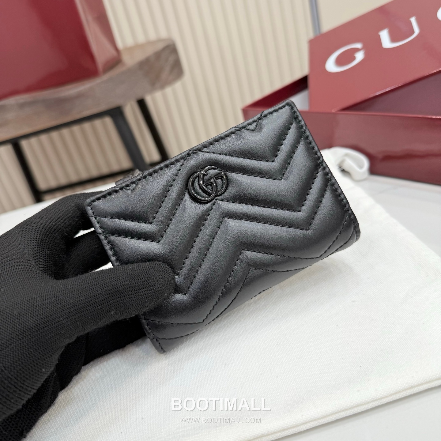 Gucci GG Marmont Quilted Leather Card Holder Wallet 773427 구찌 GG 마몬트 퀼팅 레더 카드지갑 블랙 하드웨어 11cm 6