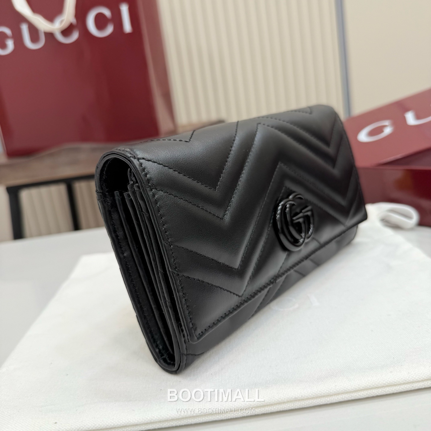Gucci GG Marmont Quilted Leather Flap Long Wallet 443436 구찌 GG 마몬트 퀼팅 레더 플랩 장지갑 블랙 하드웨어 19cm 2