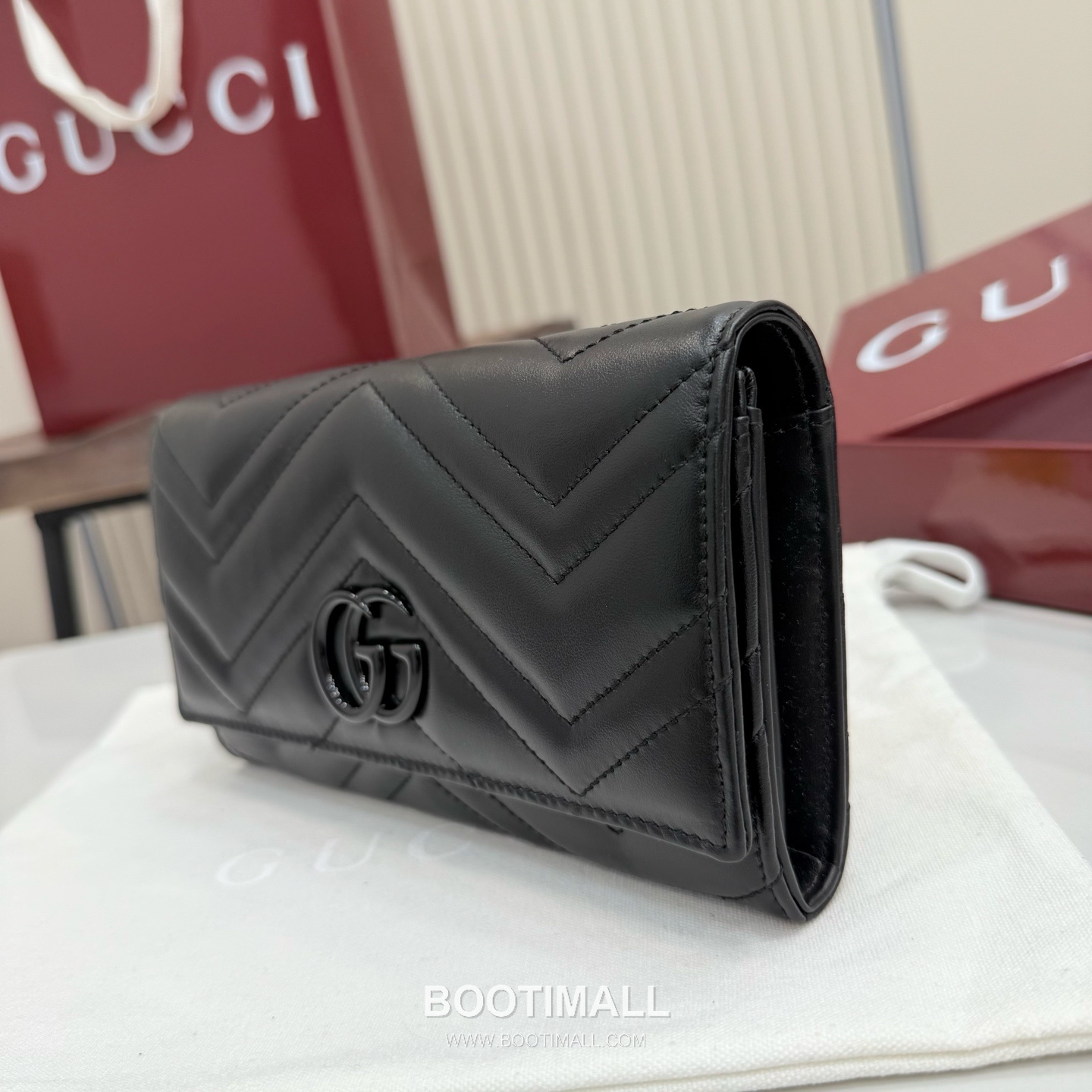 Gucci GG Marmont Quilted Leather Flap Long Wallet 443436 구찌 GG 마몬트 퀼팅 레더 플랩 장지갑 블랙 하드웨어 19cm 3