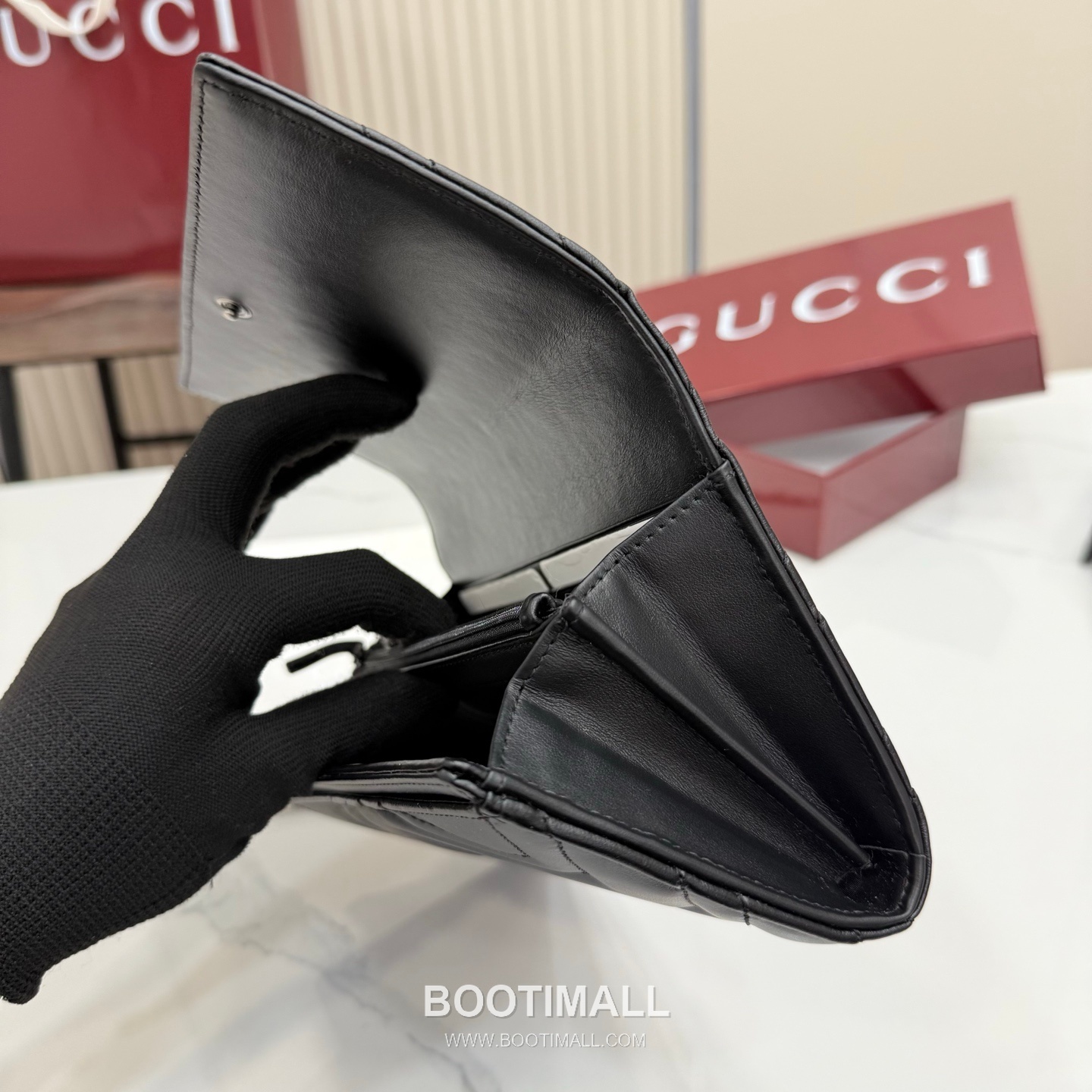 Gucci GG Marmont Quilted Leather Flap Long Wallet 443436 구찌 GG 마몬트 퀼팅 레더 플랩 장지갑 블랙 하드웨어 19cm 11