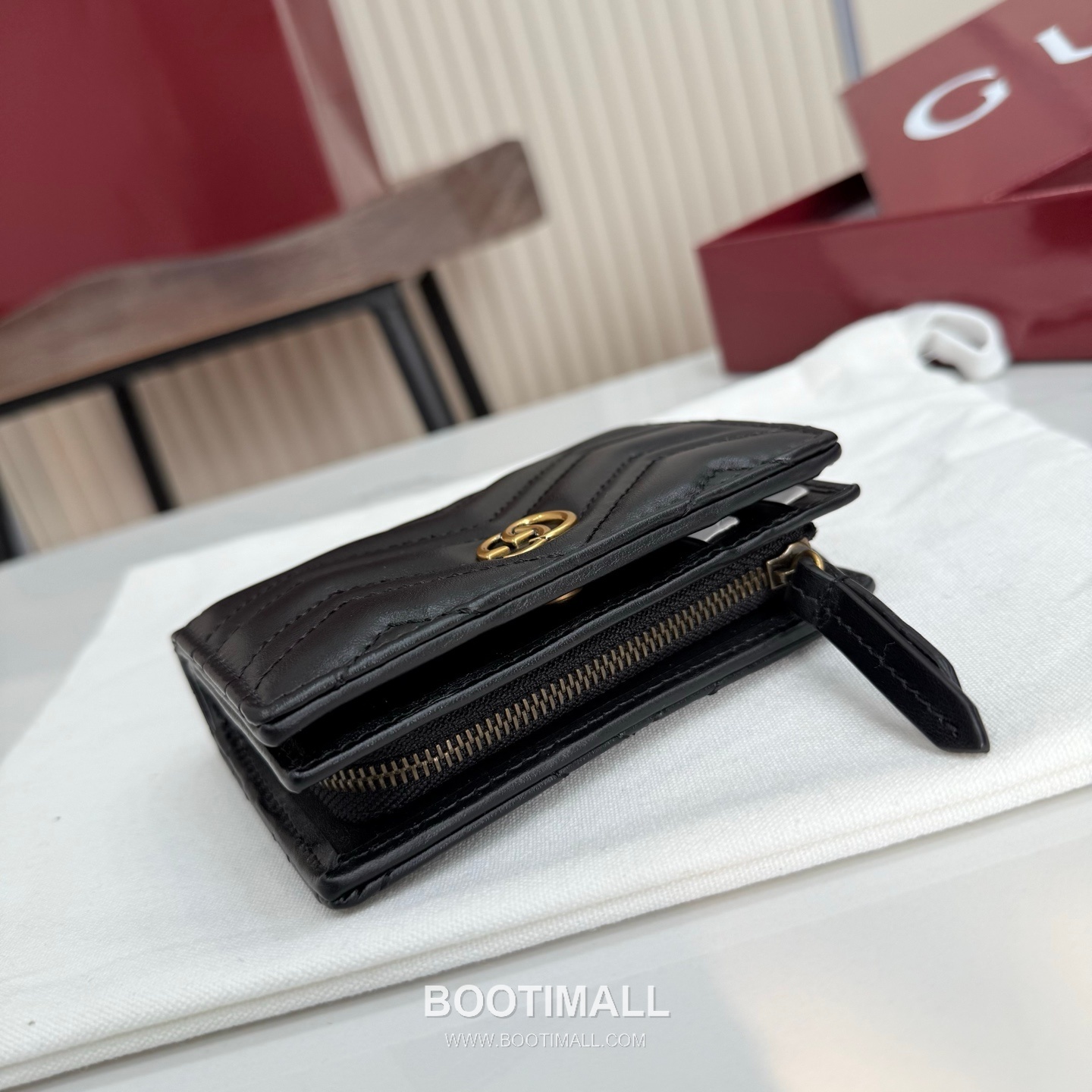 Gucci GG Marmont Quilted Leather Card Holder Wallet 773427 구찌 GG 마몬트 퀼팅 레더 카드지갑 골드 하드웨어 11cm 4