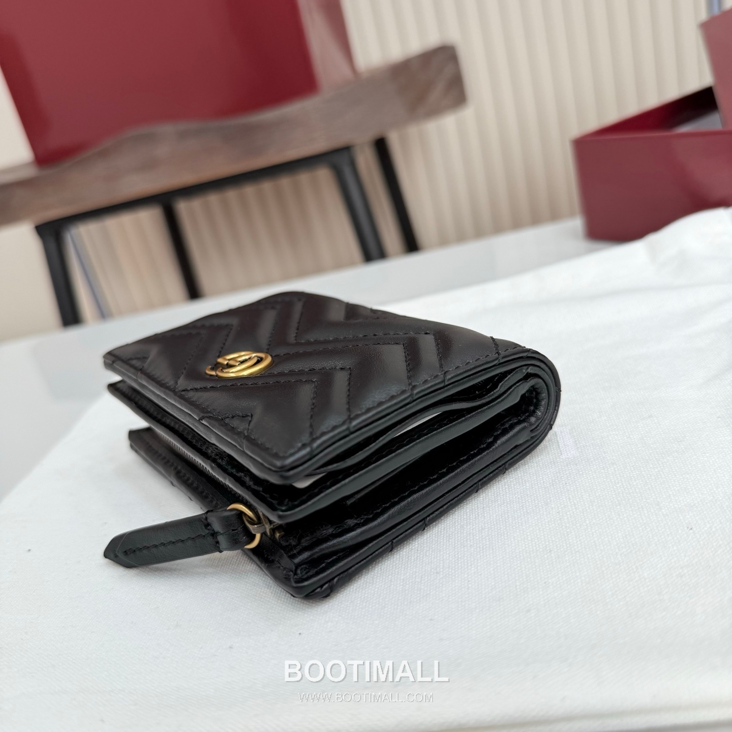 Gucci GG Marmont Quilted Leather Card Holder Wallet 773427 구찌 GG 마몬트 퀼팅 레더 카드지갑 골드 하드웨어 11cm 5