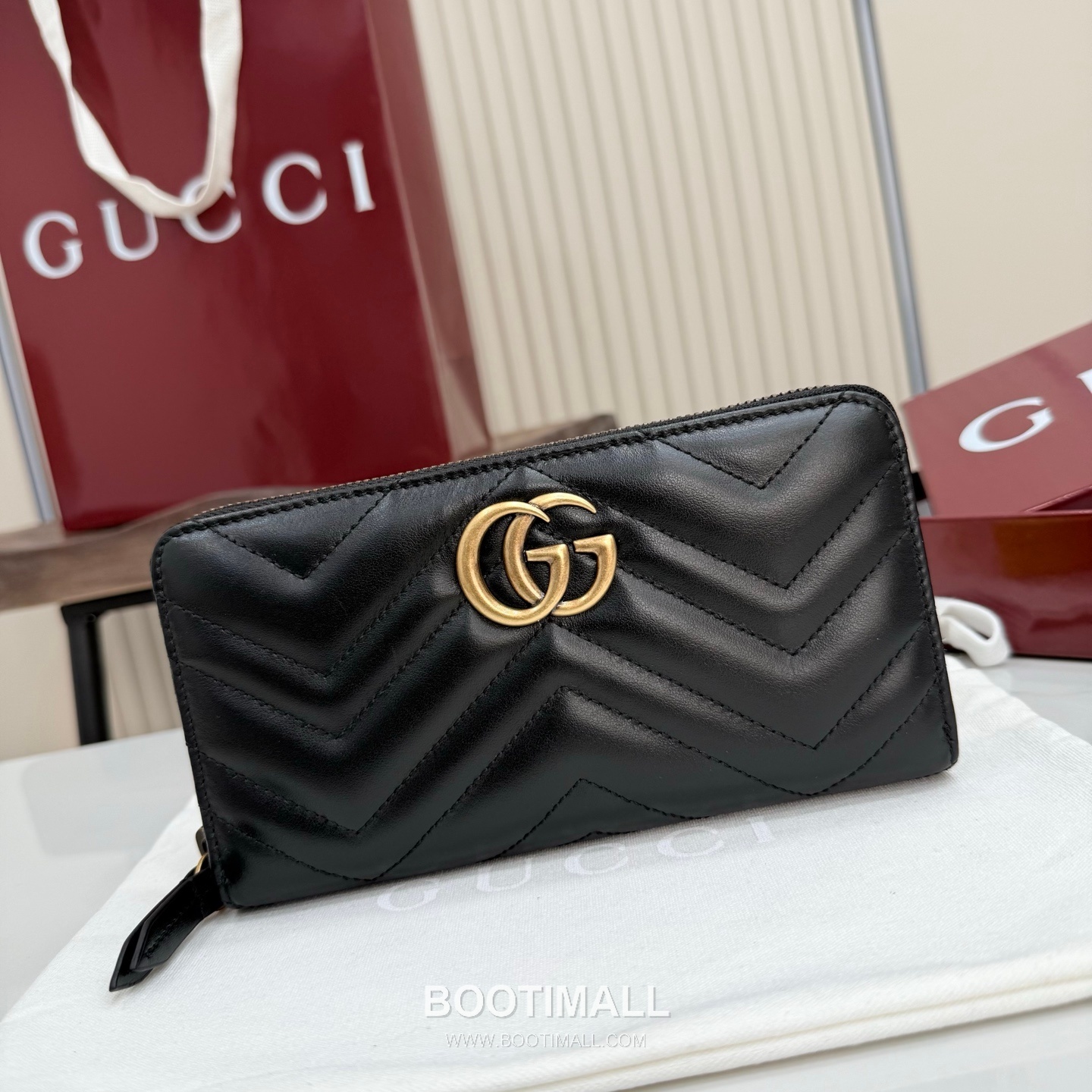 Gucci GG Marmont Quilted Leather Zip Around Wallet 443123 구찌 GG 마몬트 퀼팅 레더 집어라운드 장지갑 골드 하드웨어 19cm 1