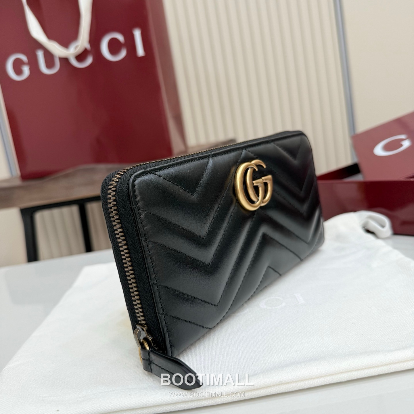 Gucci GG Marmont Quilted Leather Zip Around Wallet 443123 구찌 GG 마몬트 퀼팅 레더 집어라운드 장지갑 골드 하드웨어 19cm 2