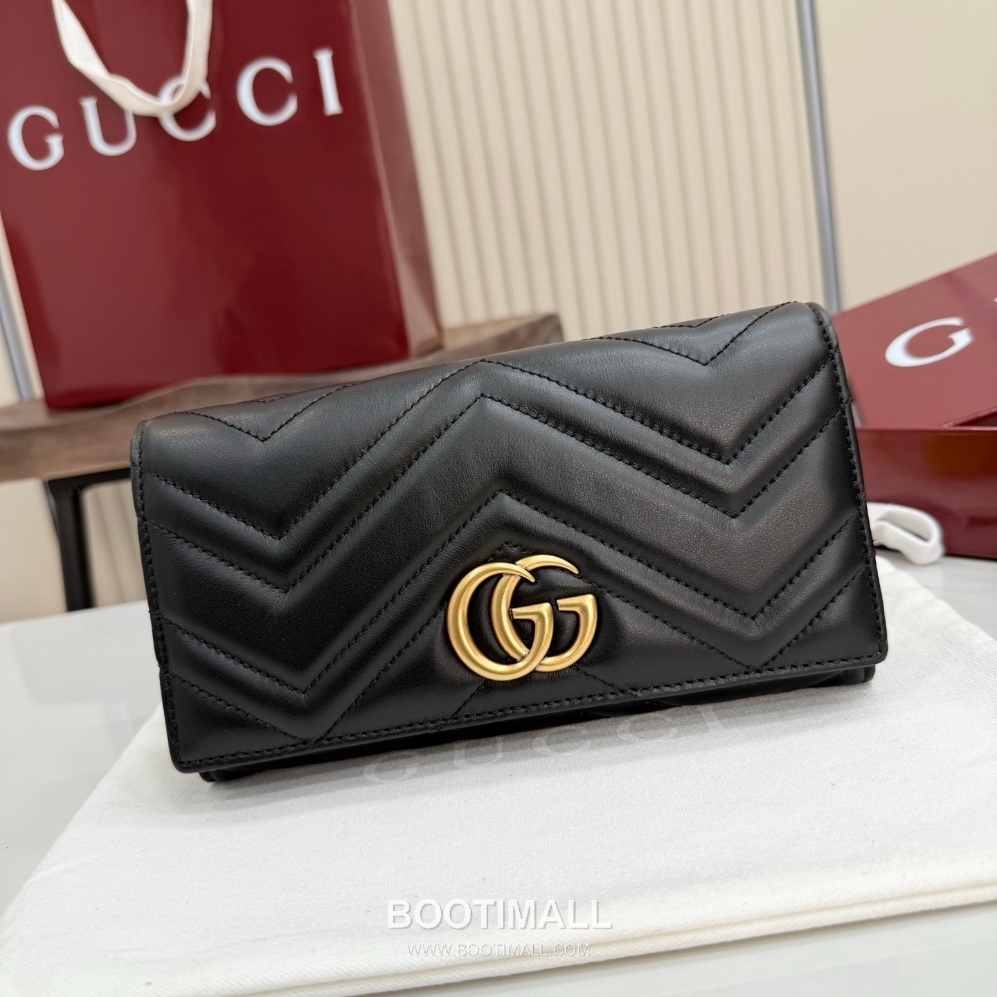 Gucci GG Marmont Quilted Leather Flap Long Wallet 443436 구찌 GG 마몬트 퀼팅 레더 플랩 장지갑 골드 하드웨어 19cm 1