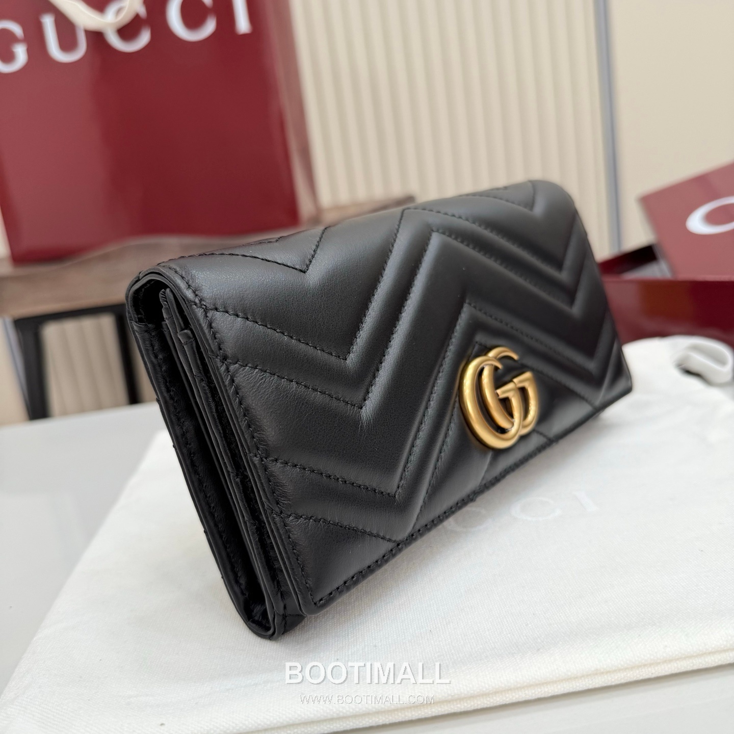 Gucci GG Marmont Quilted Leather Flap Long Wallet 443436 구찌 GG 마몬트 퀼팅 레더 플랩 장지갑 골드 하드웨어 19cm 2