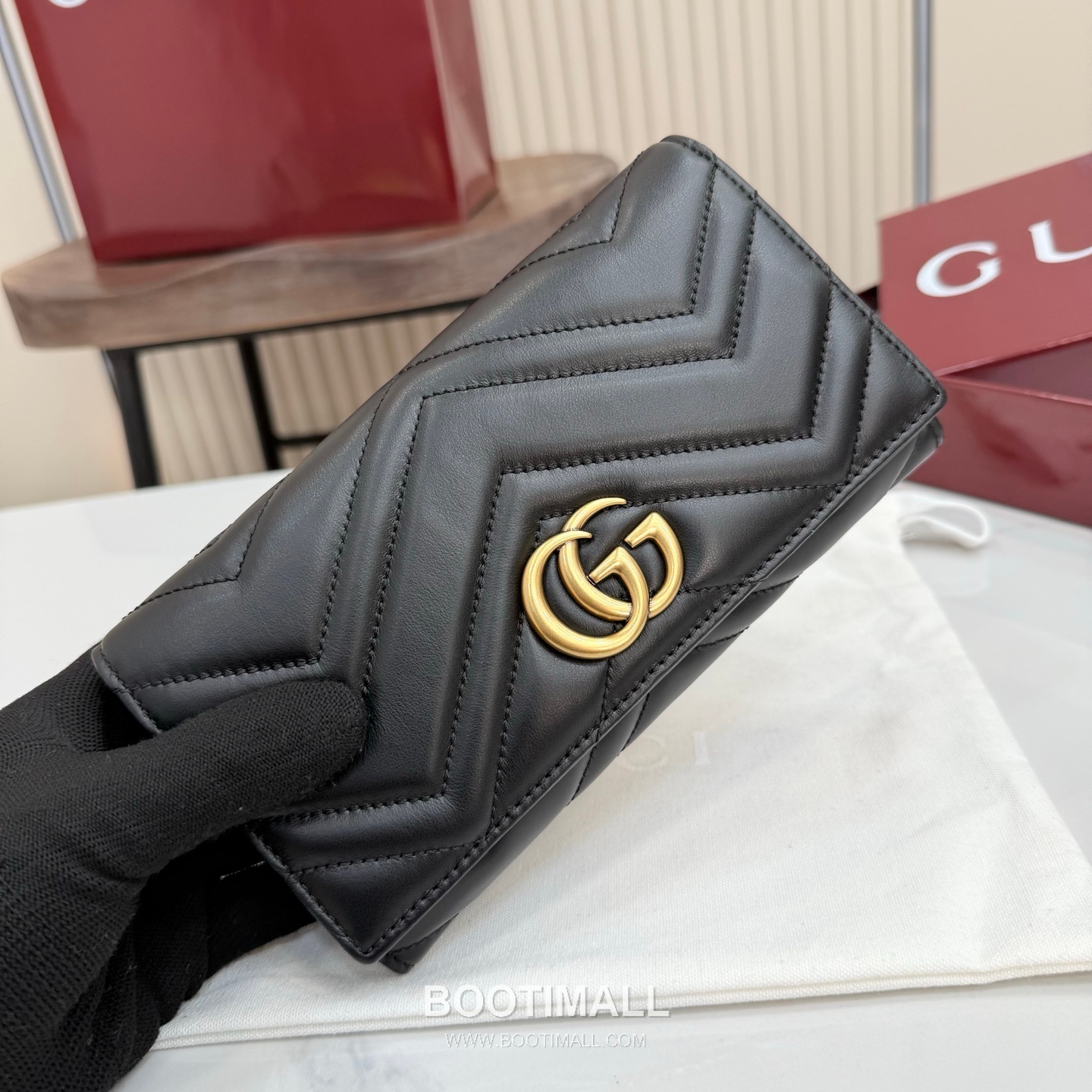 Gucci GG Marmont Quilted Leather Flap Long Wallet 443436 구찌 GG 마몬트 퀼팅 레더 플랩 장지갑 골드 하드웨어 19cm 6