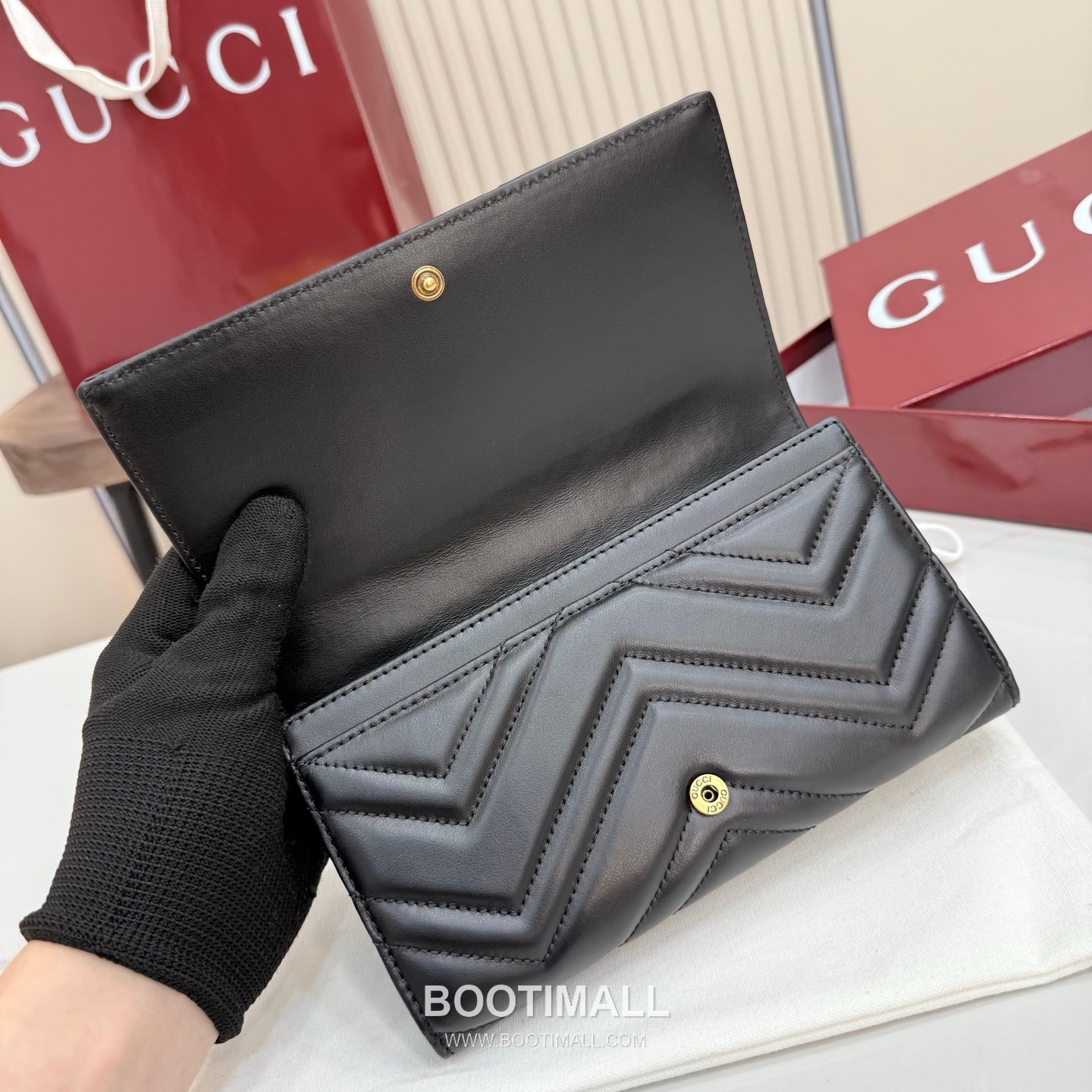 Gucci GG Marmont Quilted Leather Flap Long Wallet 443436 구찌 GG 마몬트 퀼팅 레더 플랩 장지갑 골드 하드웨어 19cm 8