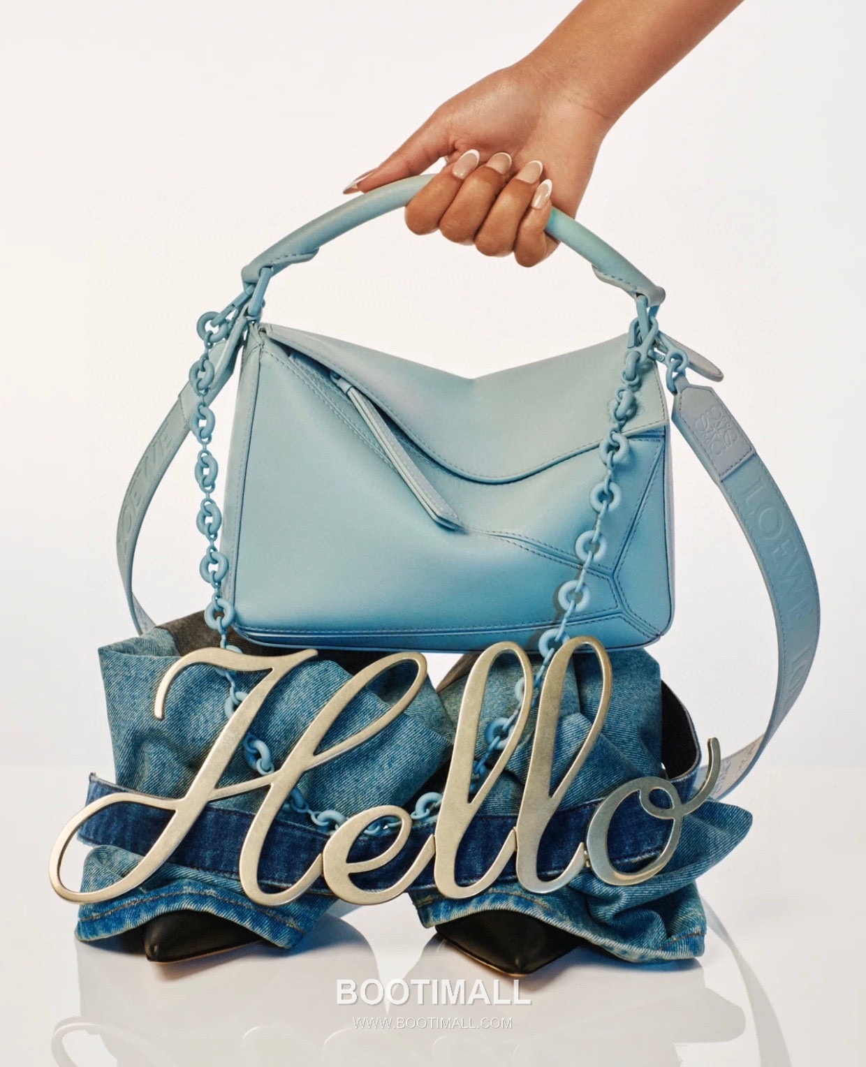 Loewe Puzzle Satin Calfskin Leather Mini Shoulder Bag ID10173 B 로에베 퍼즐 새틴 카프스킨 레더 미니 숄더 크로스백 18cm 6