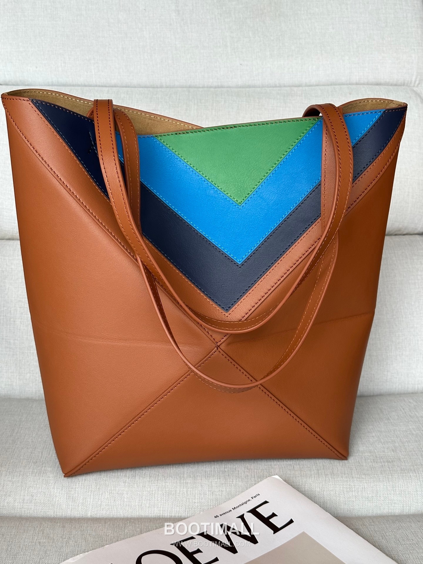 Loewe Puzzle Fold Josef Albers Leather Tote Bag 1762-1 로에베 퍼즐 폴드 요제프 알버스 레더 토트백 31cm 12