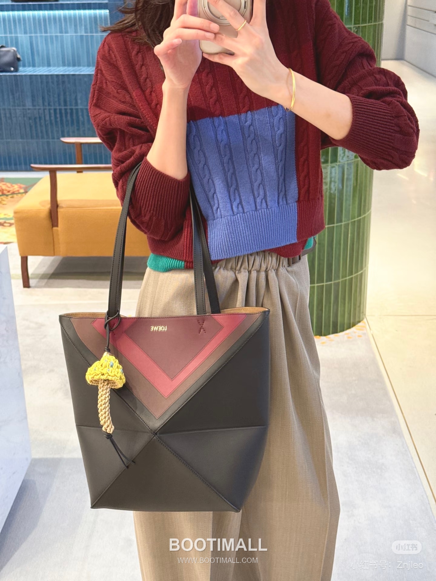 Loewe Puzzle Fold Josef Albers Leather Tote Bag 1762-1 로에베 퍼즐 폴드 요제프 알버스 레더 토트백 31cm 2