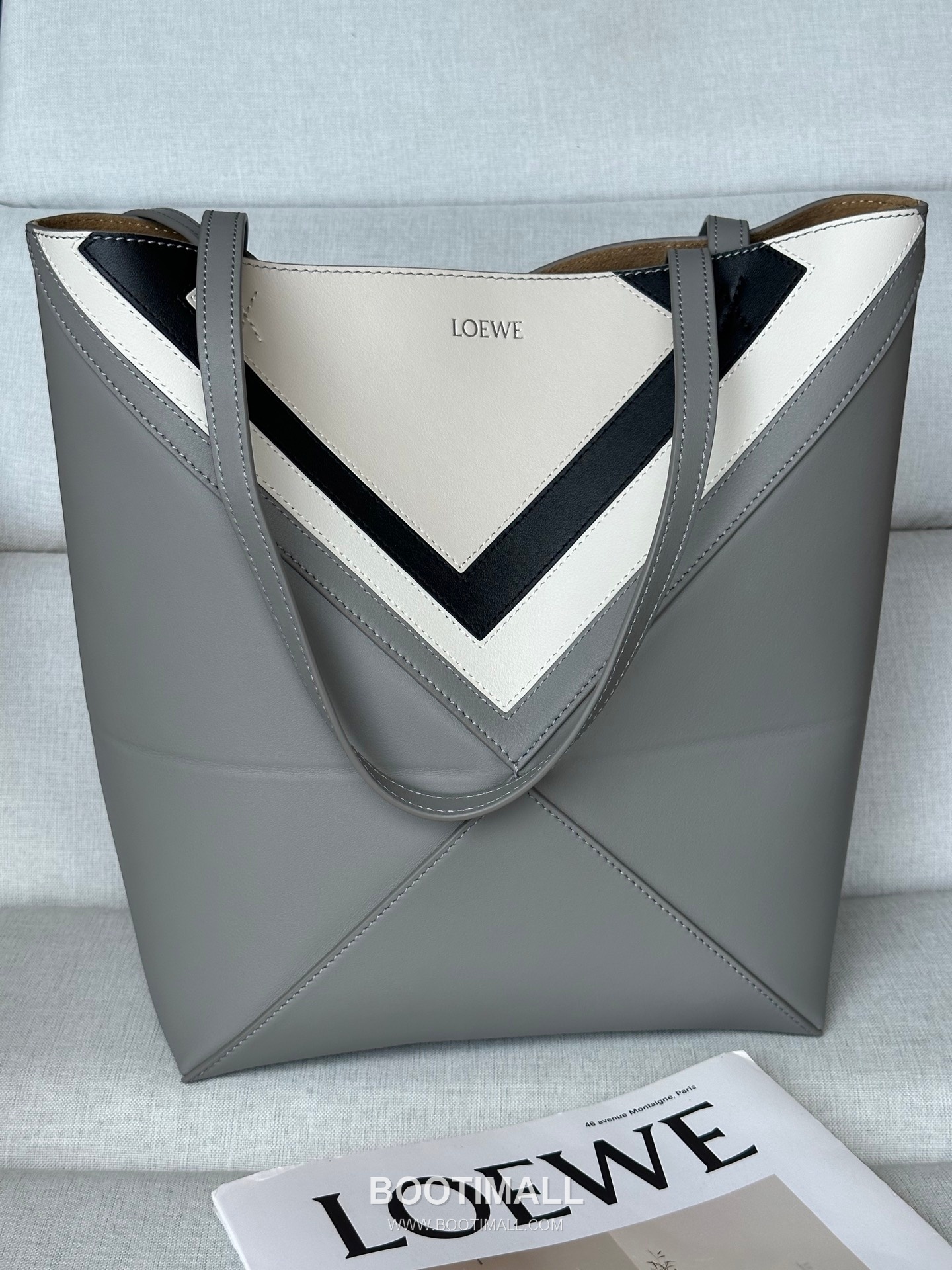 Loewe Puzzle Fold Josef Albers Leather Tote Bag 1762-1 로에베 퍼즐 폴드 요제프 알버스 레더 토트백 31cm 11