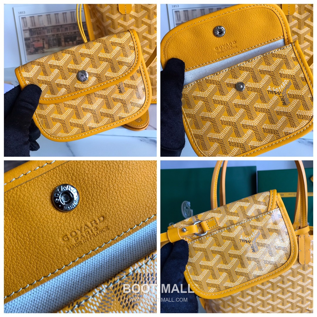 Goyard Saint Louis Mini Goyardine Canvas Leather Tote Bag 020660 고야드 생루이 미니 고야딘 캔버스 레더 토트백 28cm 9
