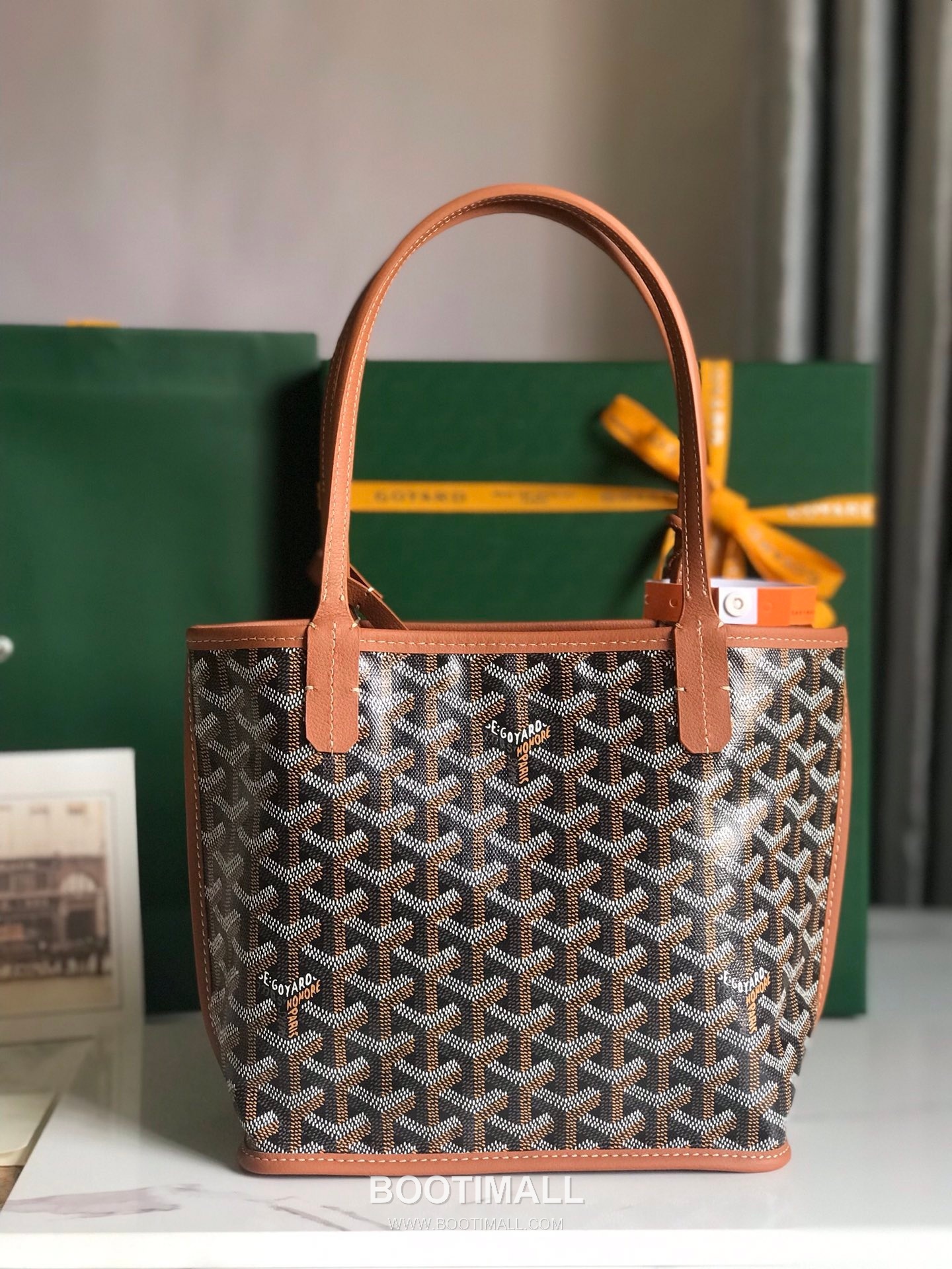 Goyard Saint Louis Mini Goyardine Canvas Leather Tote Bag 020660 고야드 생루이 미니 고야딘 캔버스 레더 토트백 28cm 3