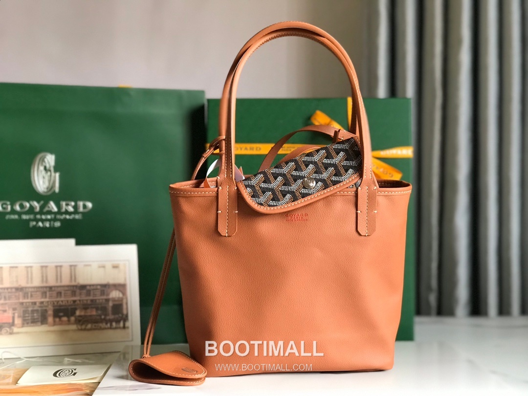 Goyard Saint Louis Mini Goyardine Canvas Leather Tote Bag 020660 고야드 생루이 미니 고야딘 캔버스 레더 토트백 28cm 8