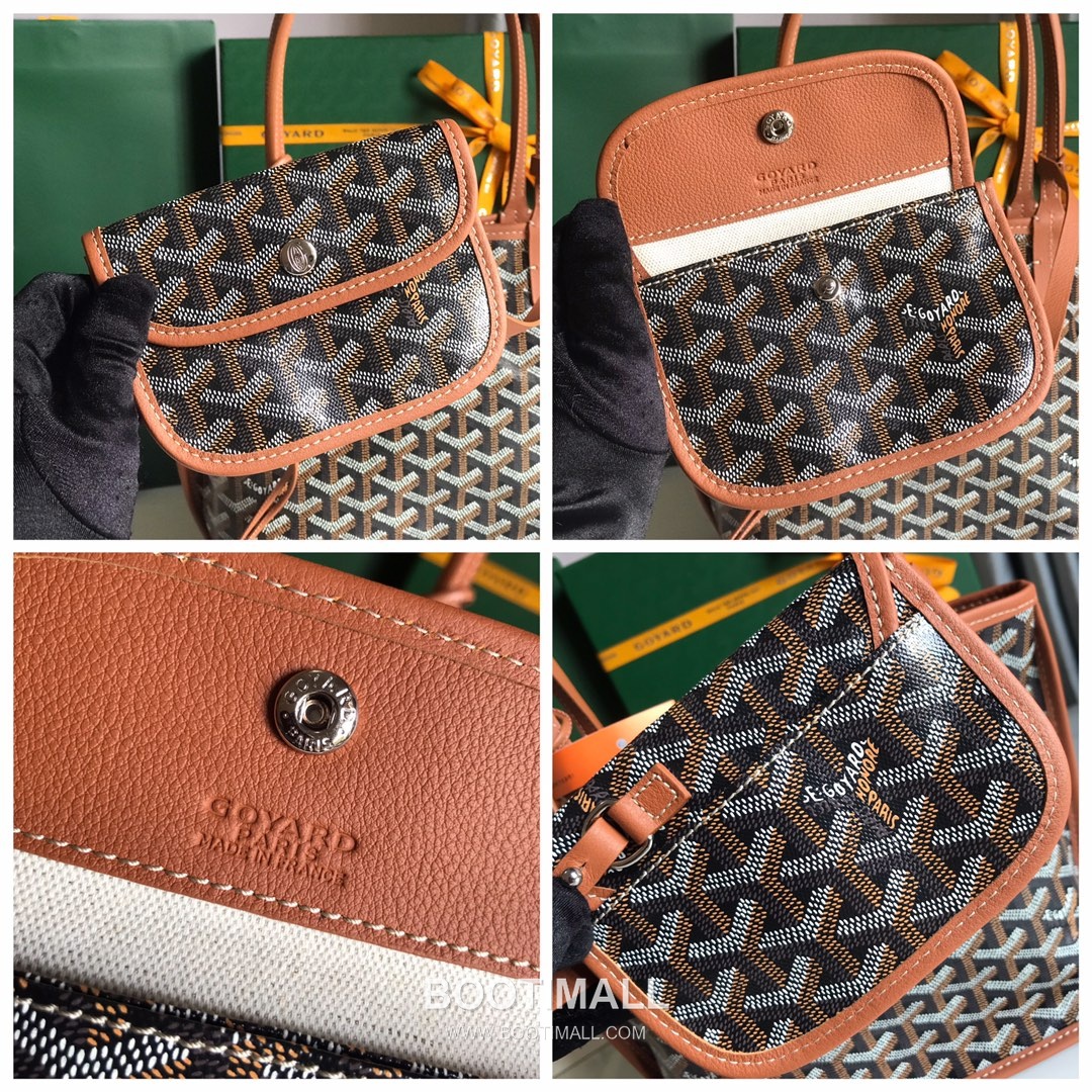 Goyard Saint Louis Mini Goyardine Canvas Leather Tote Bag 020660 고야드 생루이 미니 고야딘 캔버스 레더 토트백 28cm 9