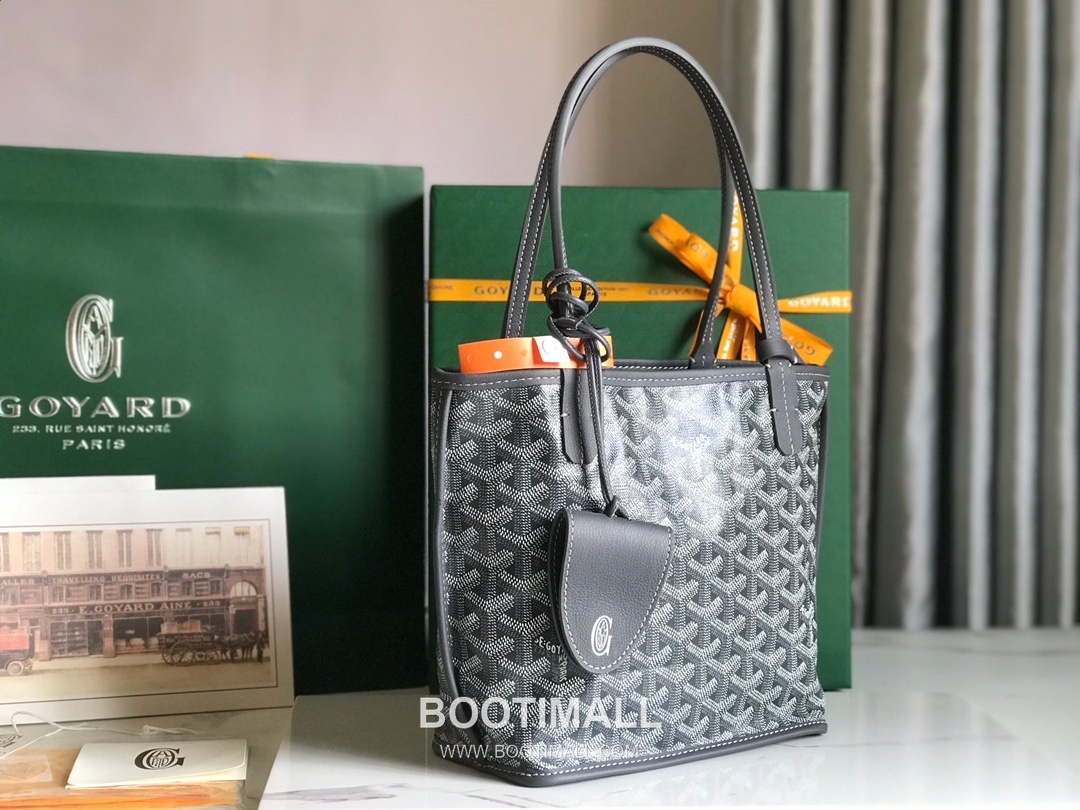 Goyard Saint Louis Mini Goyardine Canvas Leather Tote Bag 020660 고야드 생루이 미니 고야딘 캔버스 레더 토트백 28cm 2
