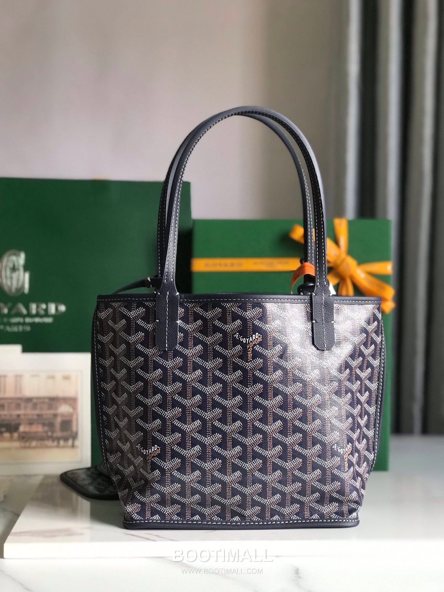 Goyard Saint Louis Mini Goyardine Canvas Leather Tote Bag 020660 고야드 생루이 미니 고야딘 캔버스 레더 토트백 28cm 3