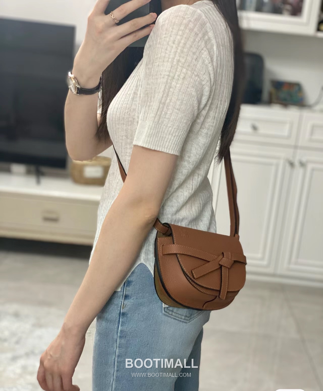Loewe Mini Gate Dual Pebbled Calfskin Leather Shoulder Bag 89020 로에베 미니 게이트 듀얼 페블드 카프스킨 숄더 크로스백 21cm 2