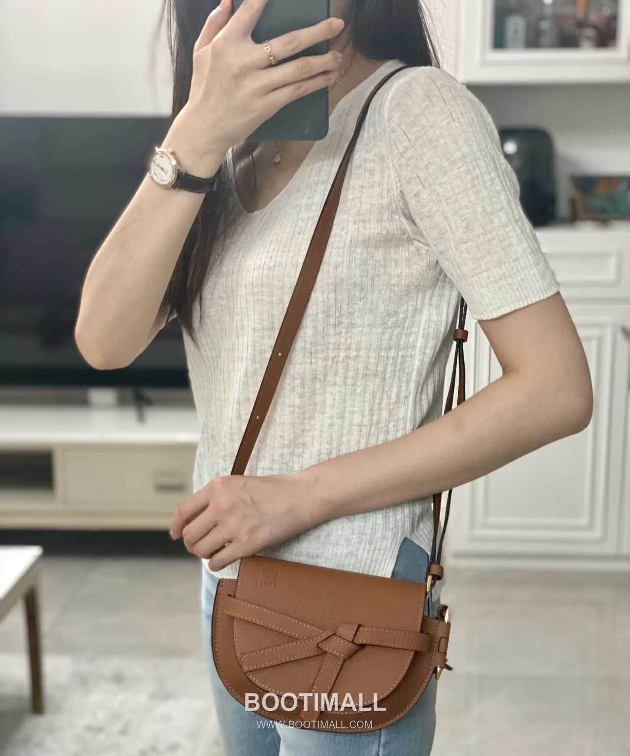 Loewe Mini Gate Dual Pebbled Calfskin Leather Shoulder Bag 89020 로에베 미니 게이트 듀얼 페블드 카프스킨 숄더 크로스백 21cm 4