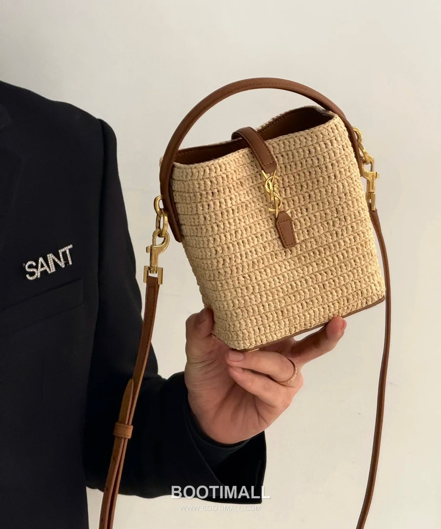 Saint Laurent Le 37 Raffia Straw Leather Mini Bucket Bag 765870 생로랑 르 37 라피아 스트로 레더 미니 버킷백 15cm 7