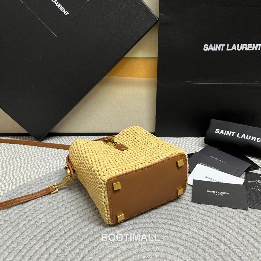 Saint Laurent Le 37 Raffia Straw Leather Mini Bucket Bag 765870 생로랑 르 37 라피아 스트로 레더 미니 버킷백 15cm 13