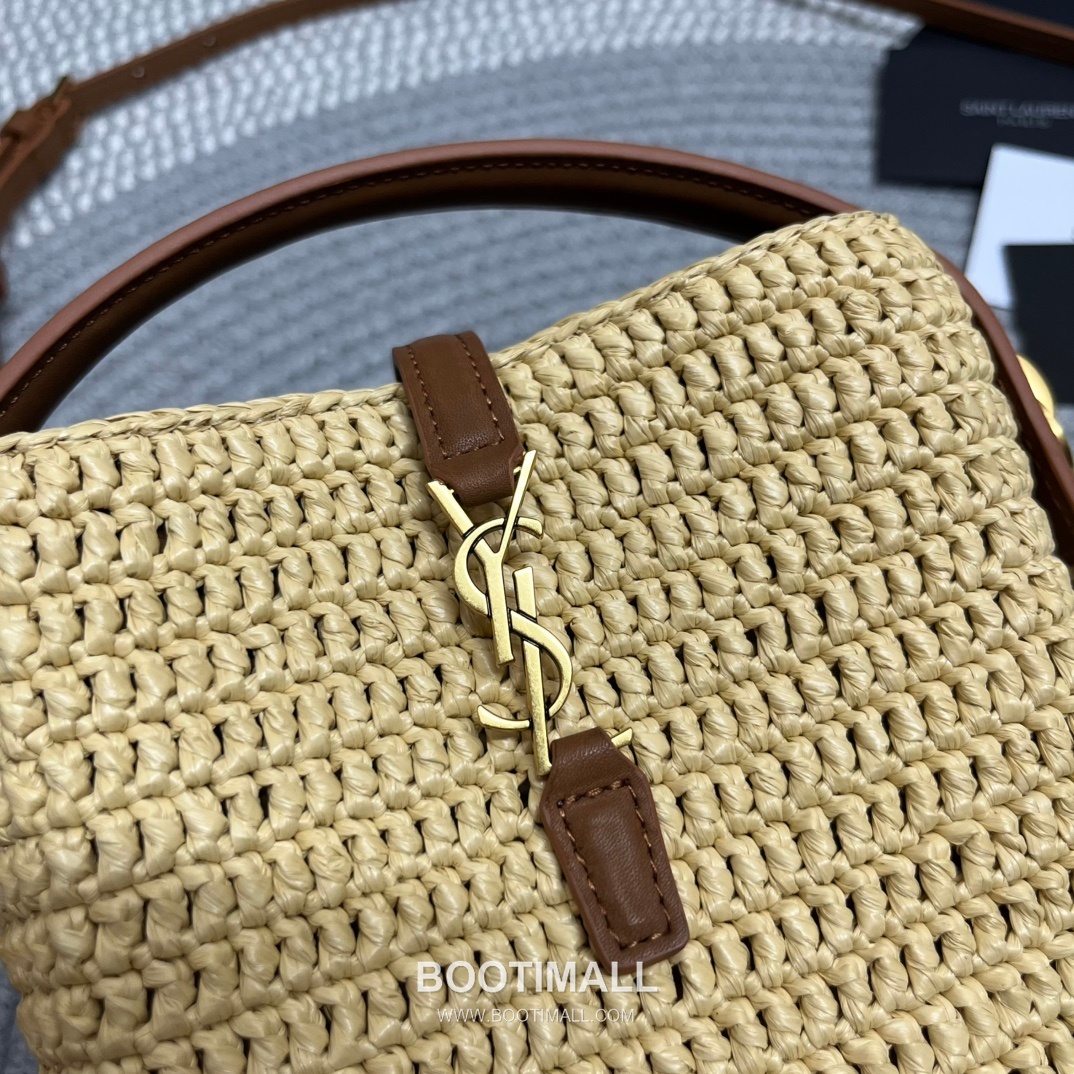 Saint Laurent Le 37 Raffia Straw Leather Mini Bucket Bag 765870 생로랑 르 37 라피아 스트로 레더 미니 버킷백 15cm 14