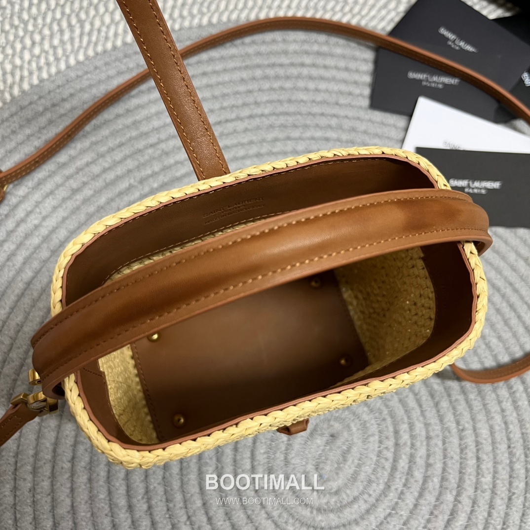 Saint Laurent Le 37 Raffia Straw Leather Mini Bucket Bag 765870 생로랑 르 37 라피아 스트로 레더 미니 버킷백 15cm 16
