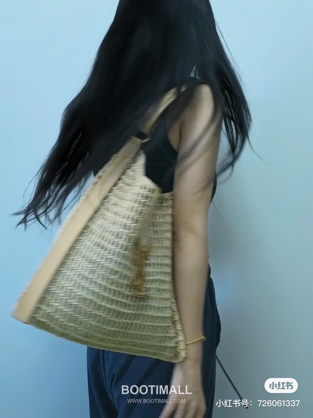 Saint Laurent Oxalis Raffia Woven Shoulder Bag 781289 생로랑 옥살리스 라피아 위븐 숄더백 40cm 17