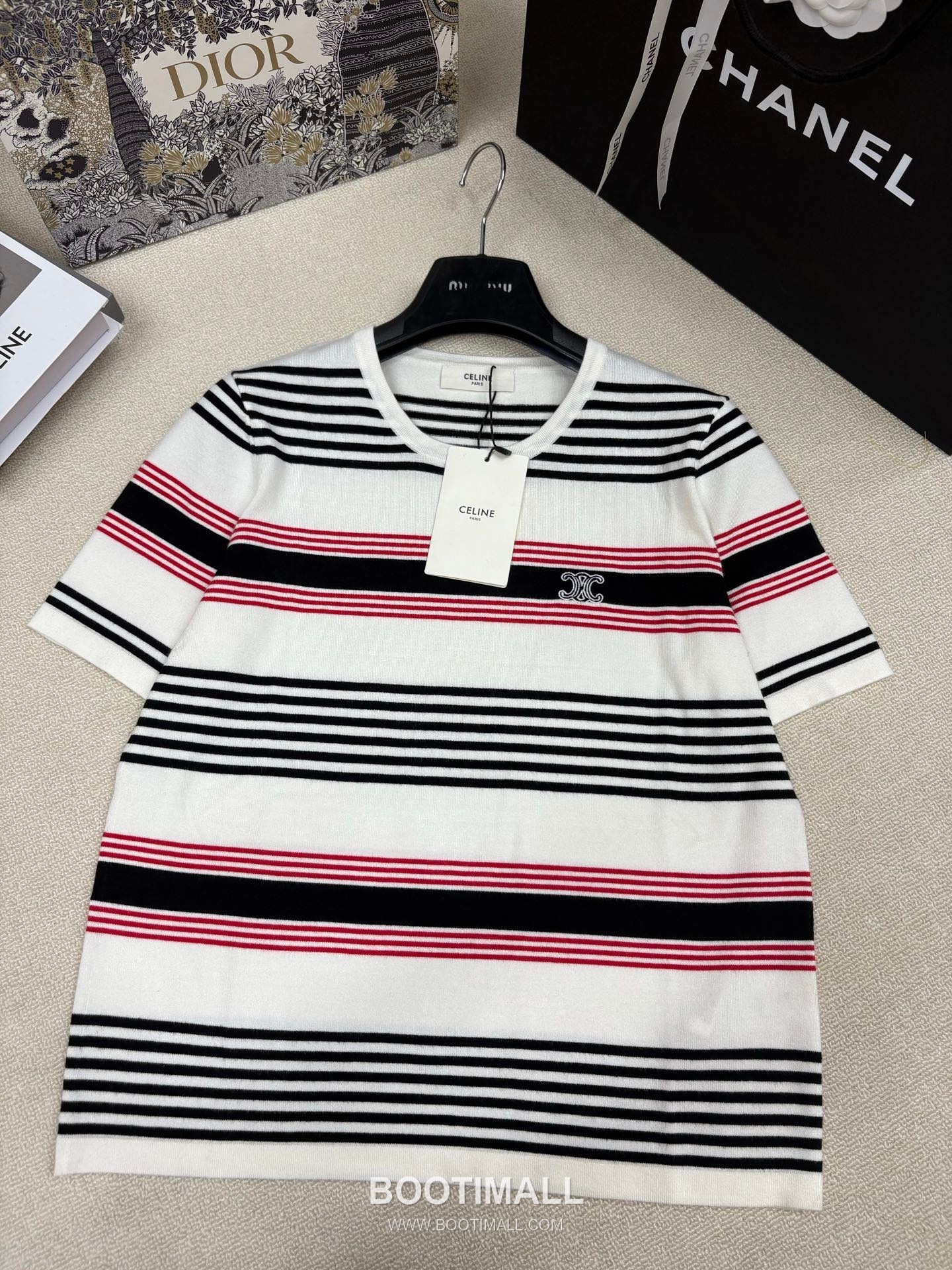Celine SS26 Striped Silk Blend Knit Short Sleeve T-Shirt 셀린느 스트라이프 실크 블렌드 니트 반팔 티셔츠 5