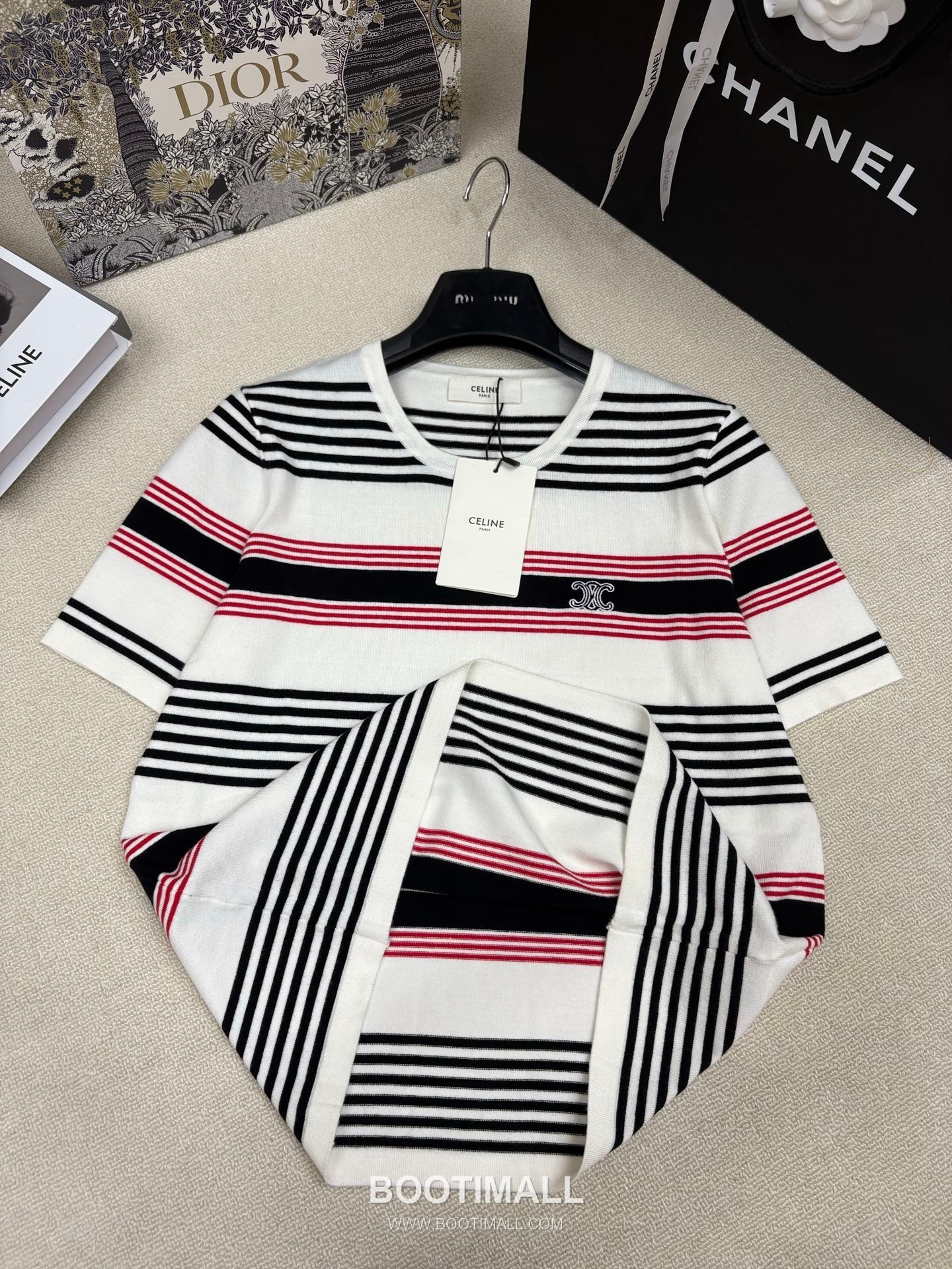 Celine SS26 Striped Silk Blend Knit Short Sleeve T-Shirt 셀린느 스트라이프 실크 블렌드 니트 반팔 티셔츠 6