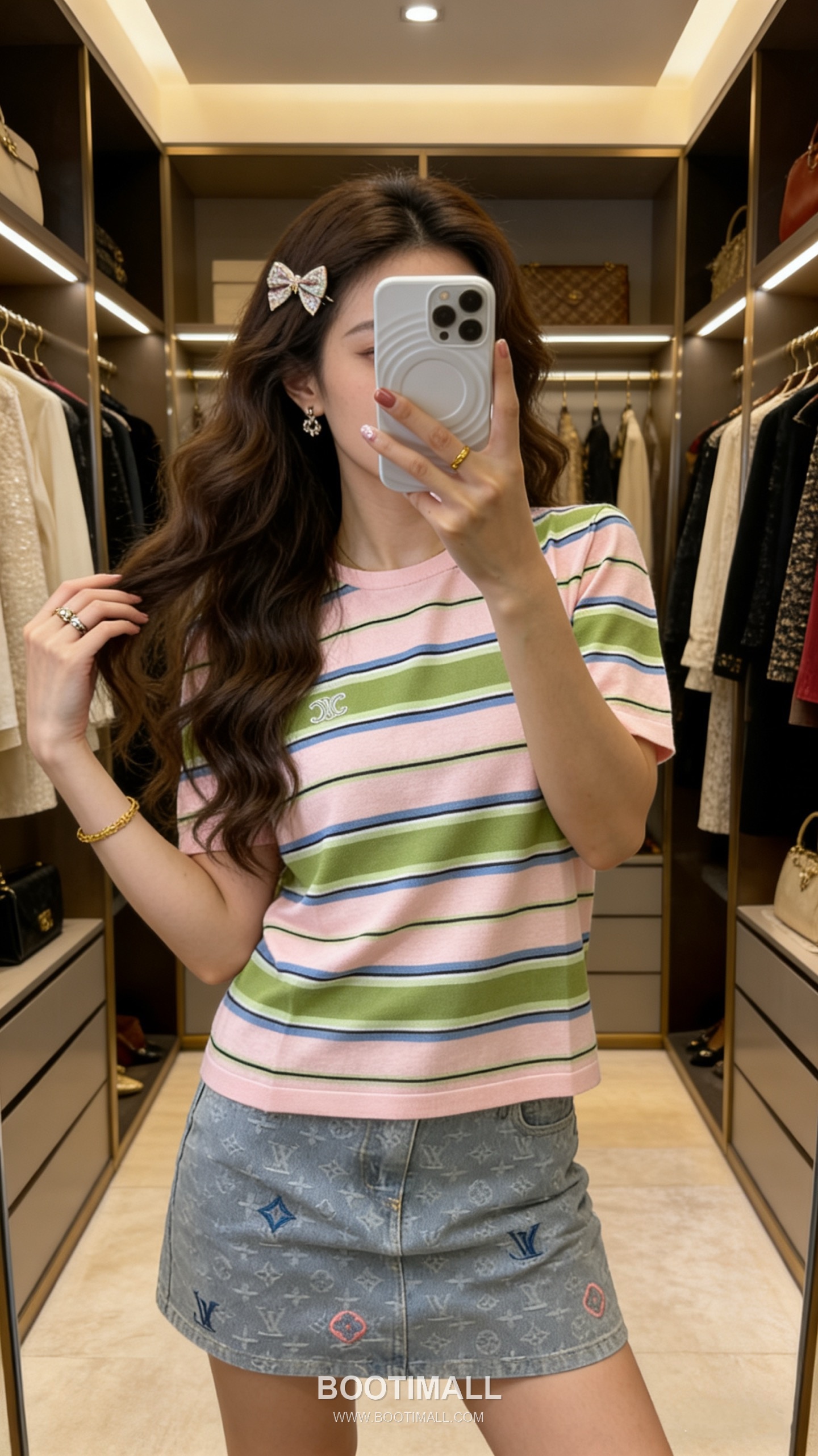 Celine SS26 Striped Silk Blend Knit Short Sleeve T-Shirt 셀린느 스트라이프 실크 블렌드 니트 반팔 티셔츠 1