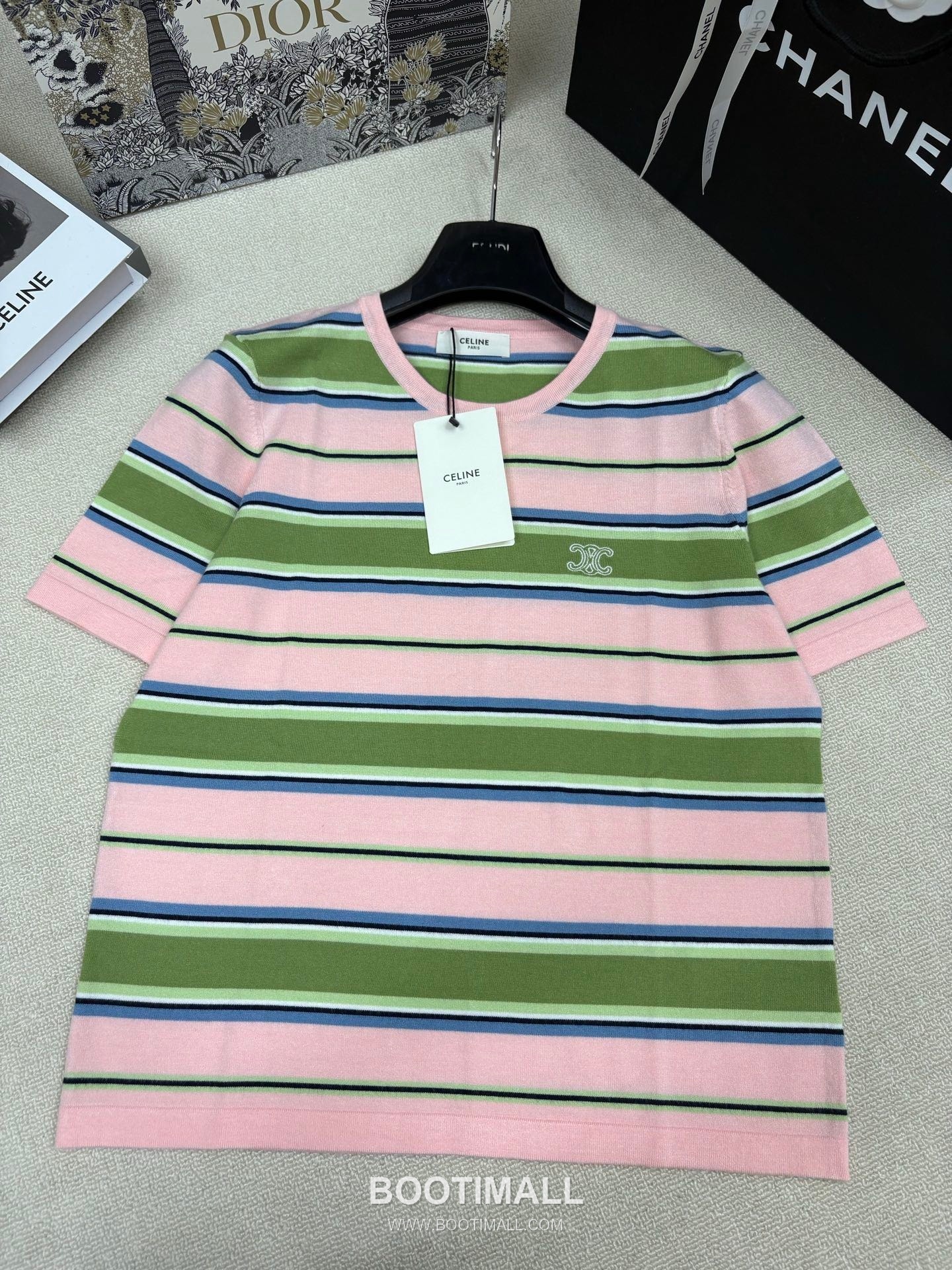 Celine SS26 Striped Silk Blend Knit Short Sleeve T-Shirt 셀린느 스트라이프 실크 블렌드 니트 반팔 티셔츠 6