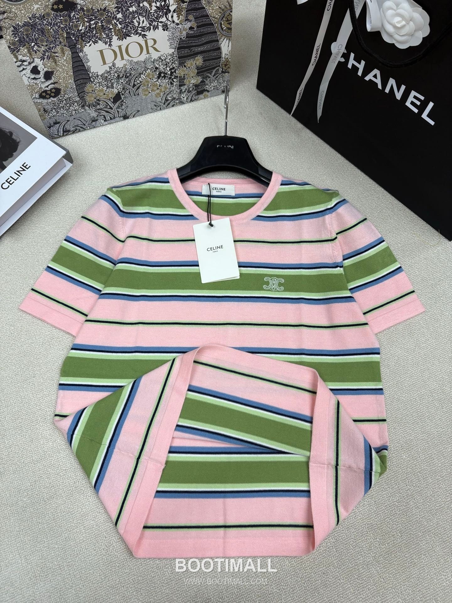 Celine SS26 Striped Silk Blend Knit Short Sleeve T-Shirt 셀린느 스트라이프 실크 블렌드 니트 반팔 티셔츠 7