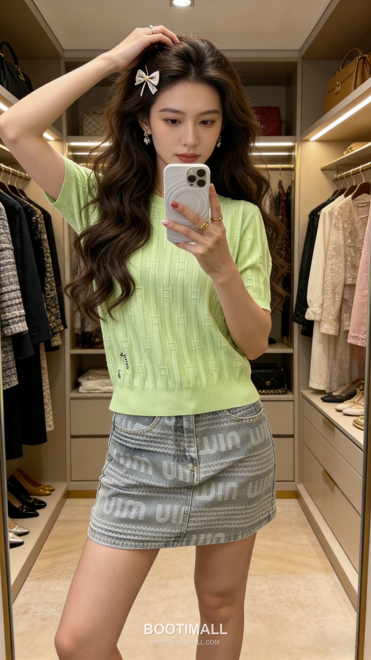 Celine SS26 Vertical Rib Geometric Jacquard Silk Blend Knit Short Sleeve T-Shirt 셀린느 버티컬 립 지오메트릭 자카드 실크 블렌드 니트 반팔 티셔츠 1