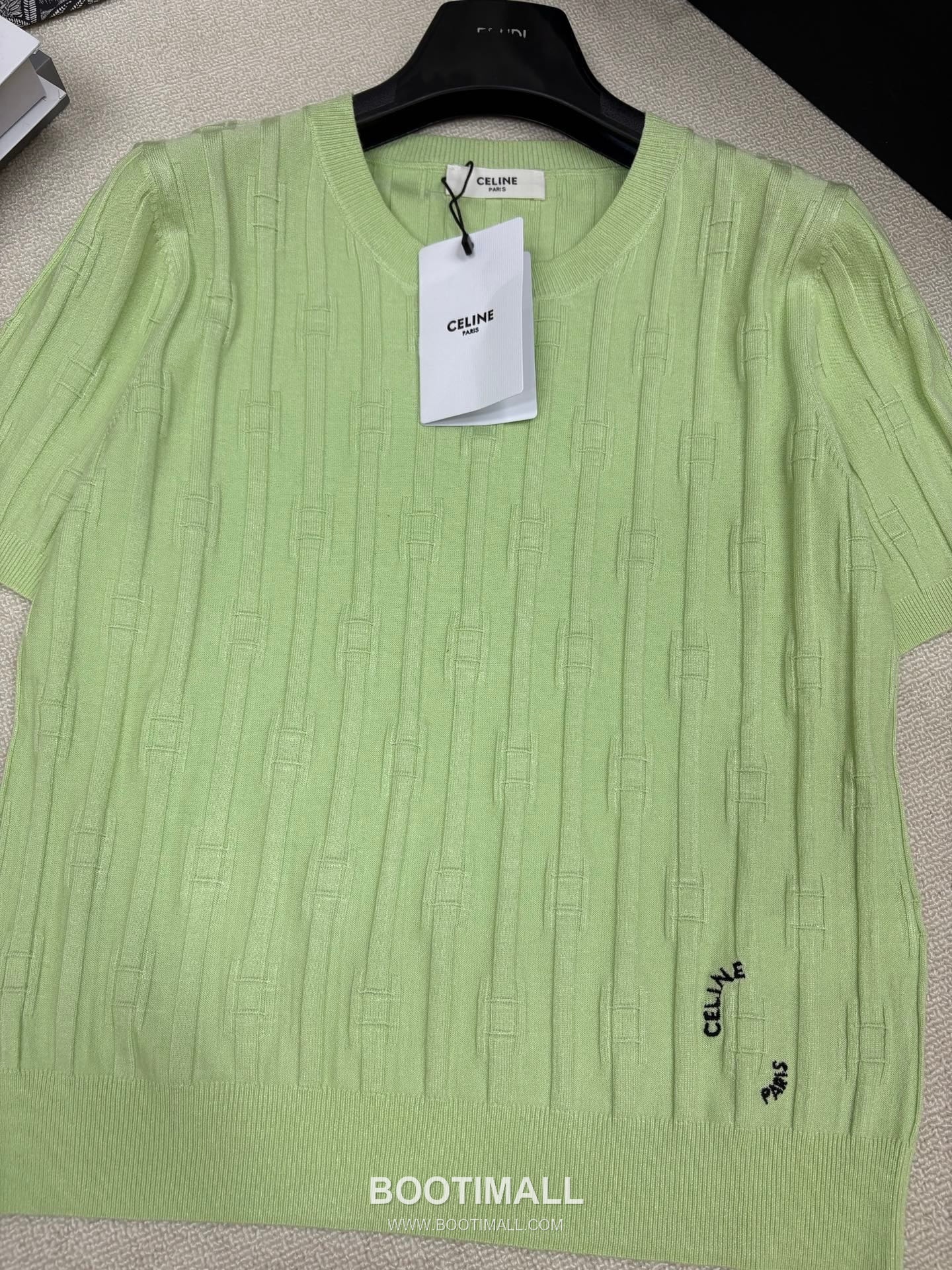 Celine SS26 Vertical Rib Geometric Jacquard Silk Blend Knit Short Sleeve T-Shirt 셀린느 버티컬 립 지오메트릭 자카드 실크 블렌드 니트 반팔 티셔츠 6