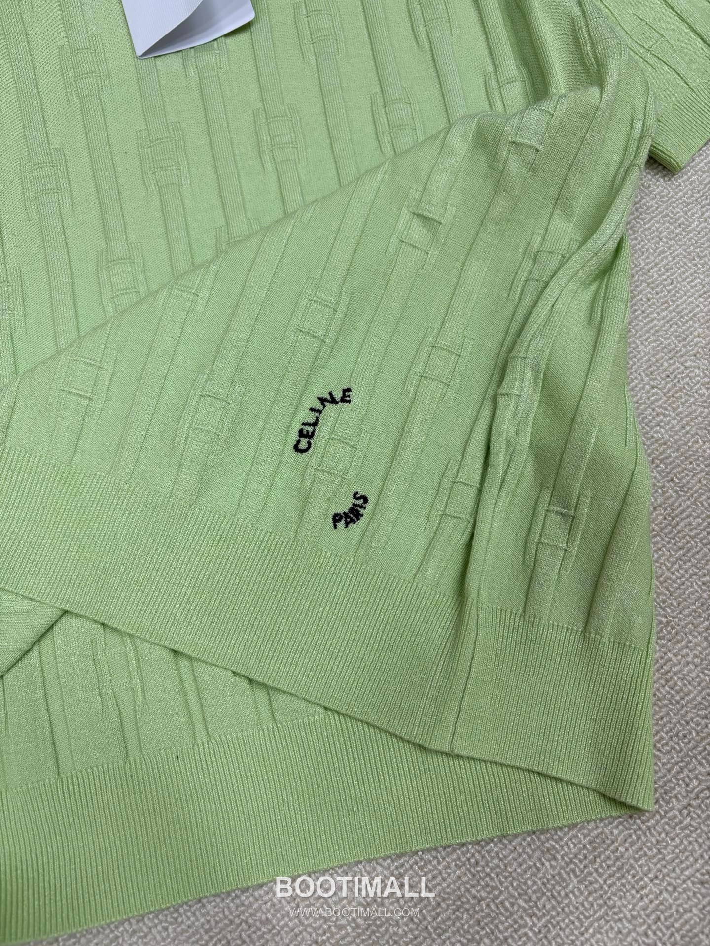 Celine SS26 Vertical Rib Geometric Jacquard Silk Blend Knit Short Sleeve T-Shirt 셀린느 버티컬 립 지오메트릭 자카드 실크 블렌드 니트 반팔 티셔츠 8