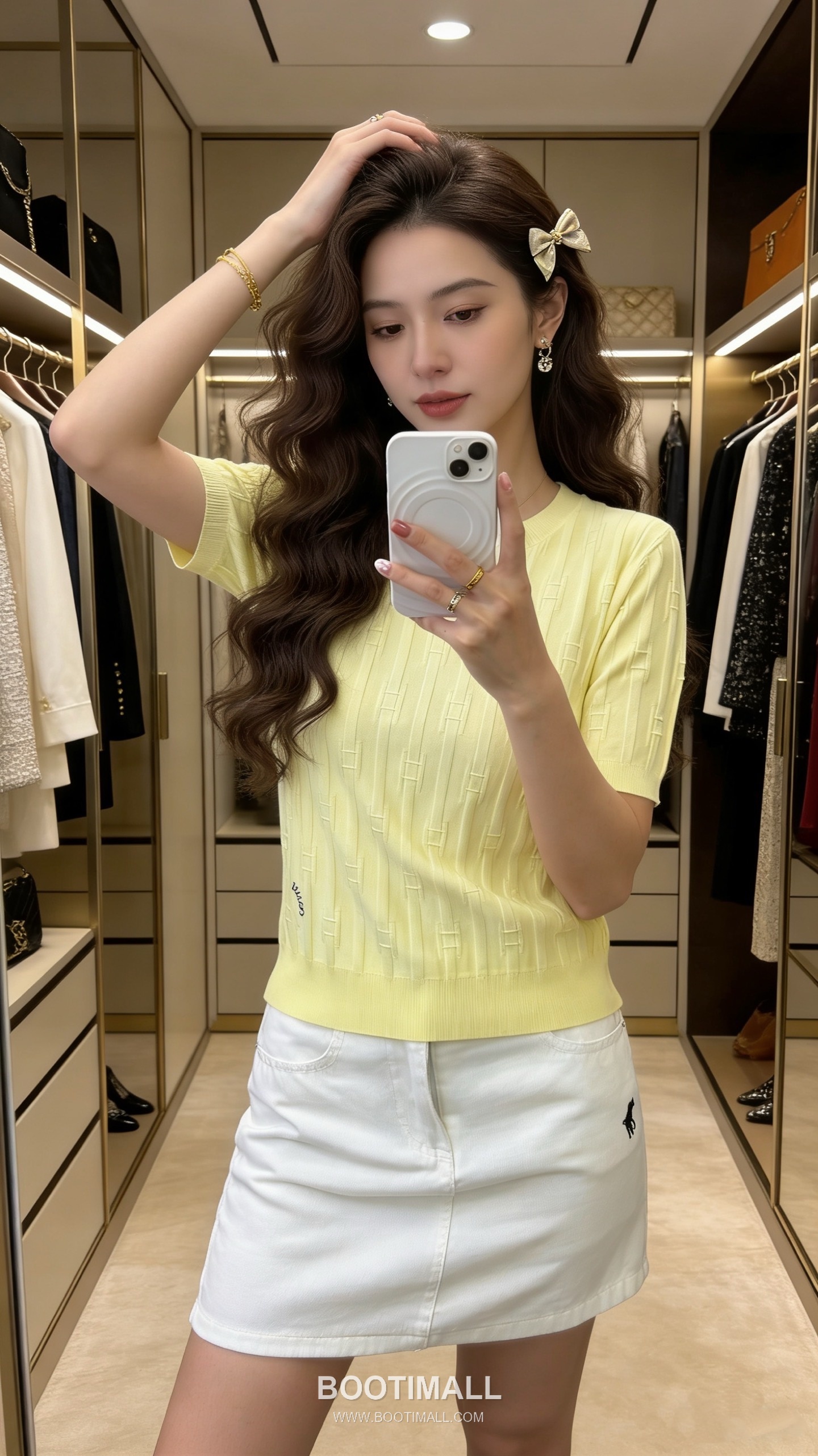 Celine SS26 Vertical Rib Geometric Jacquard Silk Blend Knit Short Sleeve T-Shirt 셀린느 버티컬 립 지오메트릭 자카드 실크 블렌드 니트 반팔 티셔츠 1