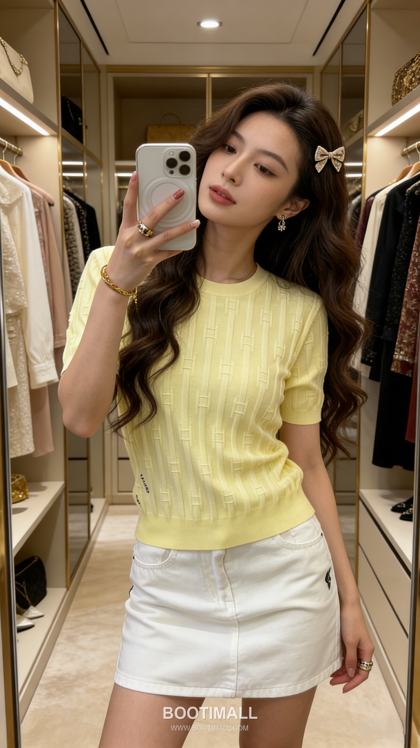 Celine SS26 Vertical Rib Geometric Jacquard Silk Blend Knit Short Sleeve T-Shirt 셀린느 버티컬 립 지오메트릭 자카드 실크 블렌드 니트 반팔 티셔츠 3